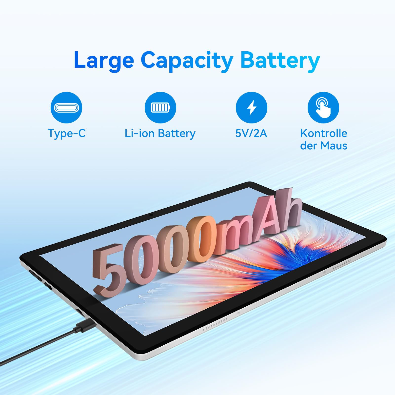Fullant Android 14 Tablet 10 Inch - Octa-Core Processor, 10GB RAM 64GB ROM (Expandable to 1TB), WiFi 6, Bluetooth 5.3, USB-C Fast Charging, Dual Camera - White | Perfect for Work, Study, Streaming & Gaming