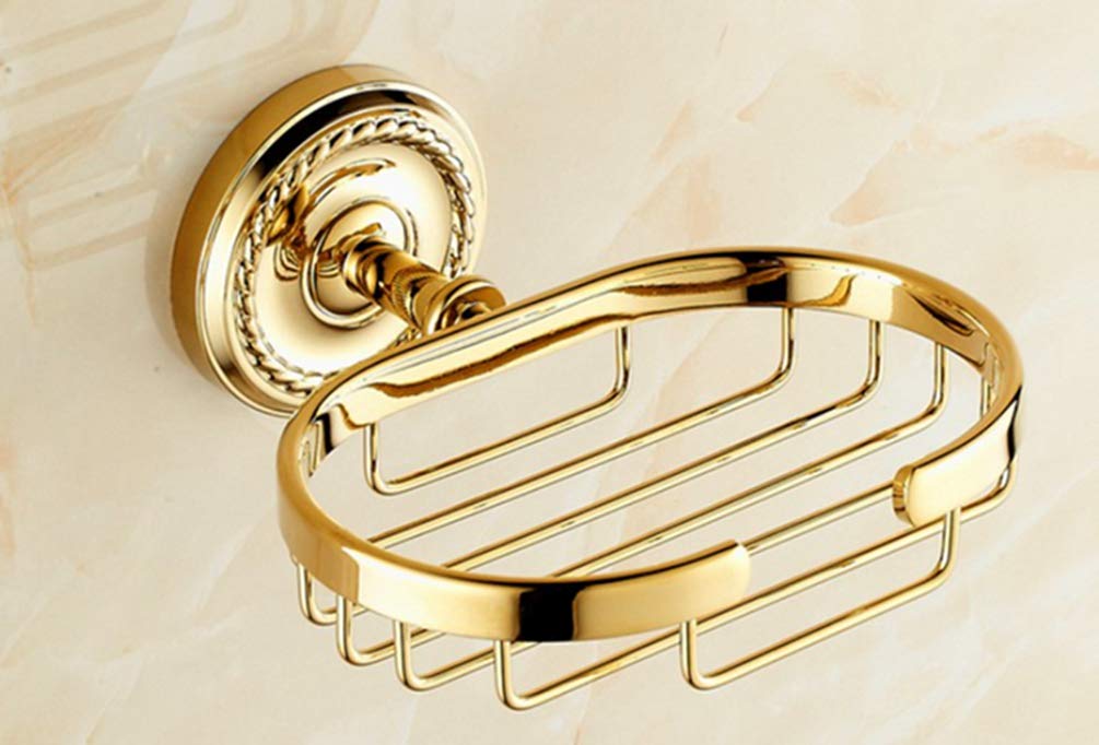 Luxury Gold Brass Soap Basket - Wall Mounted Bathroom Holder for Home & Hotel