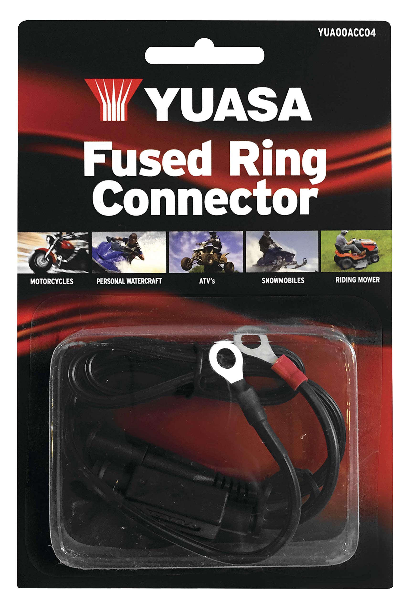 Yuasa YUA00ACC04 Ring Connector Battery Charger - 12V/24V for Motorcycle, ATV, and Marine Batteries - Perfect for Home, Garage, and Workshop Use