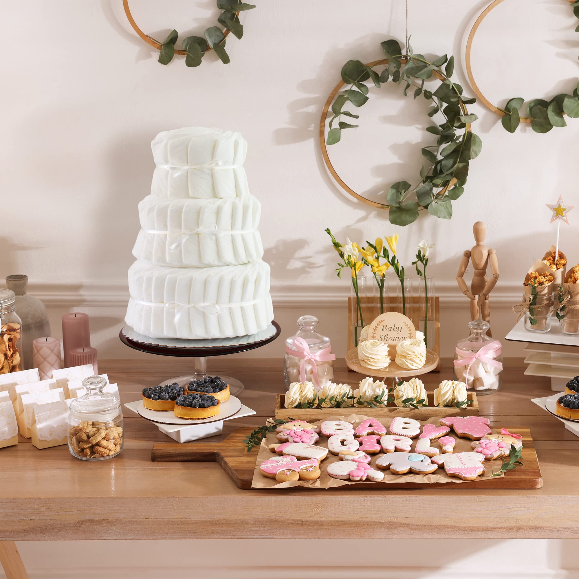 DIY 3-Tier Plain Diaper Cake Kit - 60 Premium Diapers for Baby Showers, Gender Reveals & Nursery Decorations