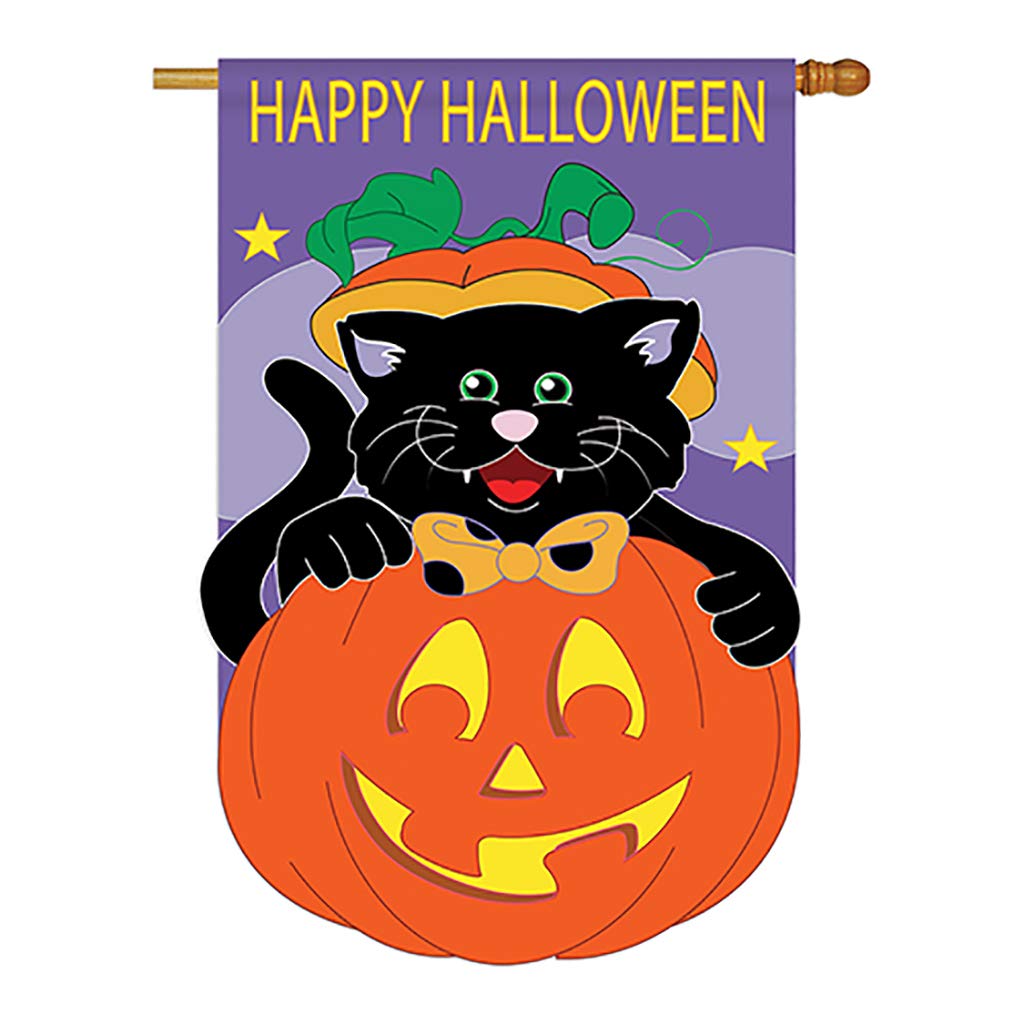 Black Cat Halloween House Flag 28