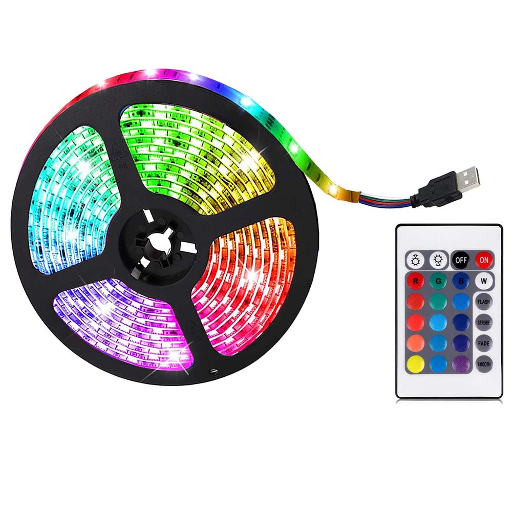 Maedack Smart LED Strip Lights - 19.68ft RGB Color Changing Lights with 24-Key Remote Control, No Battery Needed | Perfect for Bedroom, Home Decor, Gaming Setup & Party Lighting