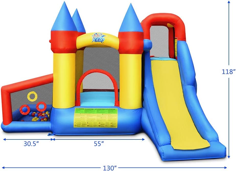 **WATERJOY Inflatable Bounce House with 740 Blower - Kids Slide, Jumping Castle, Basketball Rim & Football Play Area for Indoor & Outdoor Fun - Perfect for Birthday Parties, Backyard Play & Summer Activities**