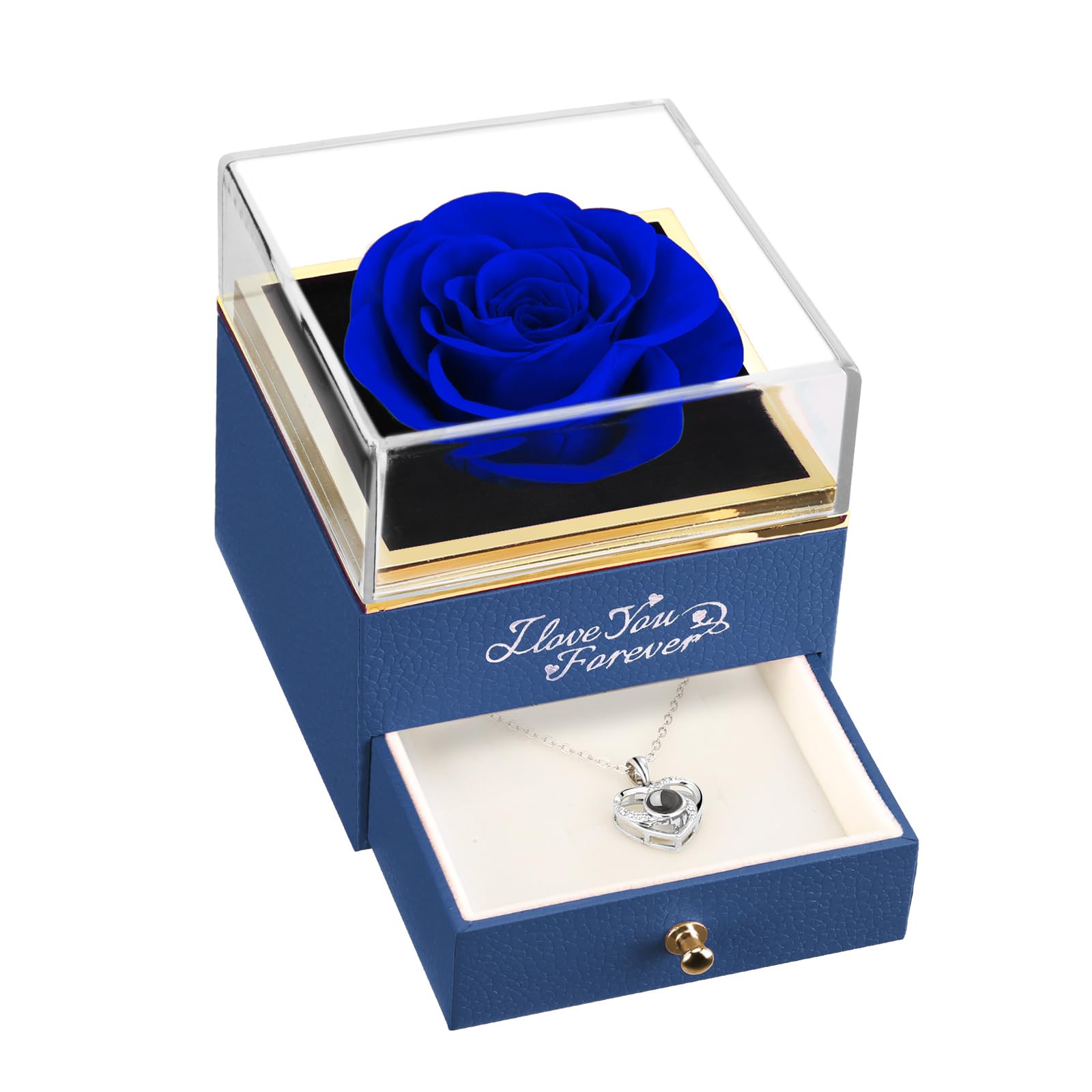 ASELFAD Preserved Real Blue Rose - Eternal Flower Gift for Her | Valentine's Day, Mother's Day, Christmas, Anniversary & Birthday Present for Wife, Girlfriend, Mom | Romantic Home Decor & Keepsake