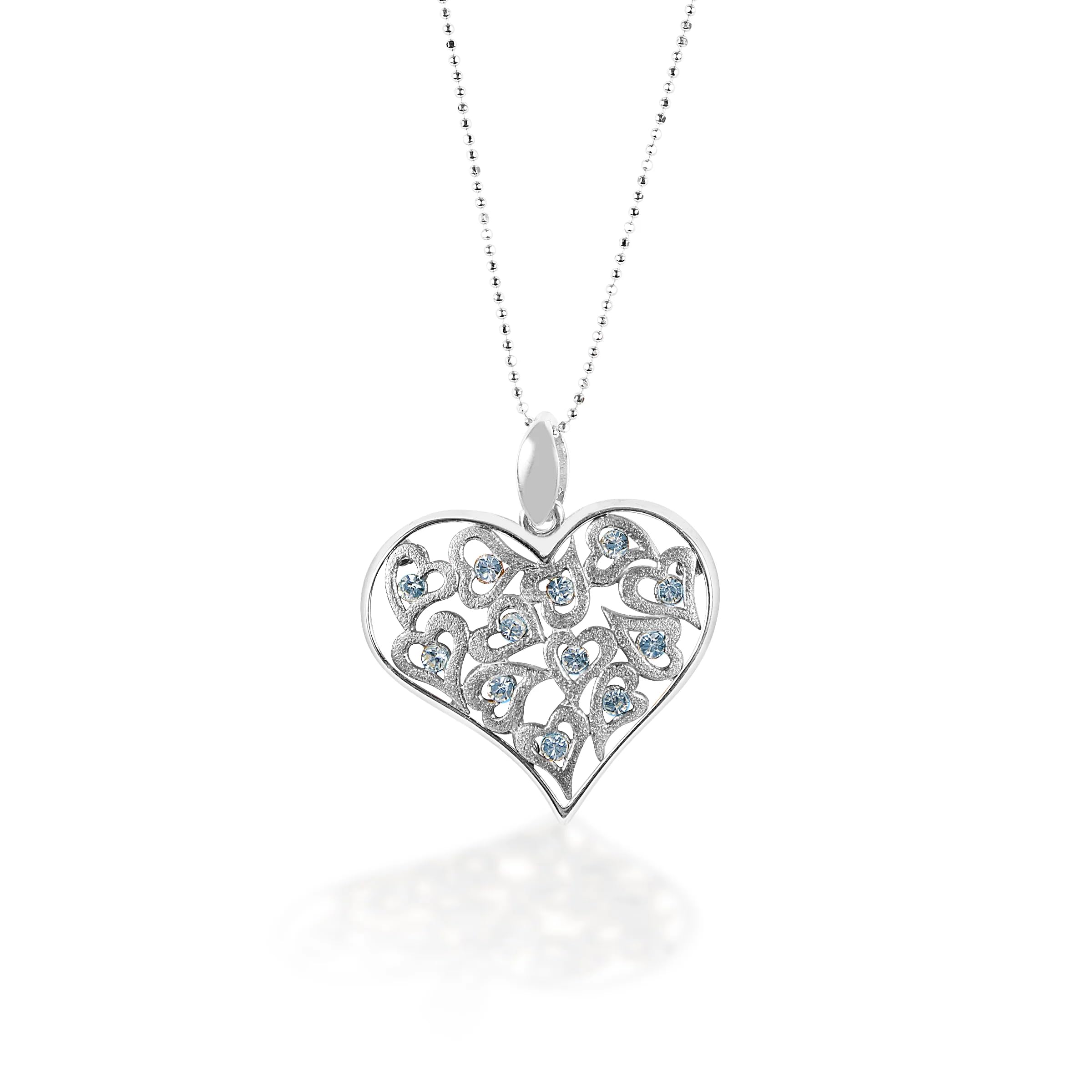 Elegant Clear Multi-Heart Pendant Necklace in Sterling Silver - Perfect for Valentine's Day Gifts, Anniversaries & Romantic Occasions