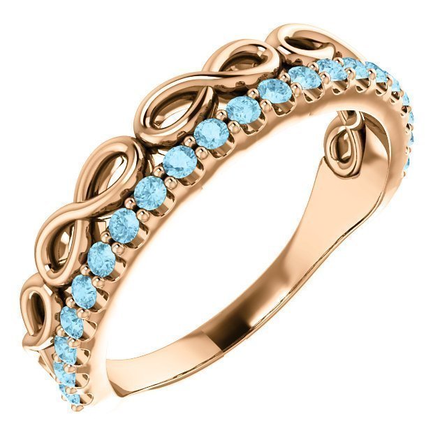 14K Gold 0.35 CTW Aquamarine Infinity Stackable Ring for Women - Dainty Elegant Jewelry Gift for Anniversary, Birthday & Everyday Wear