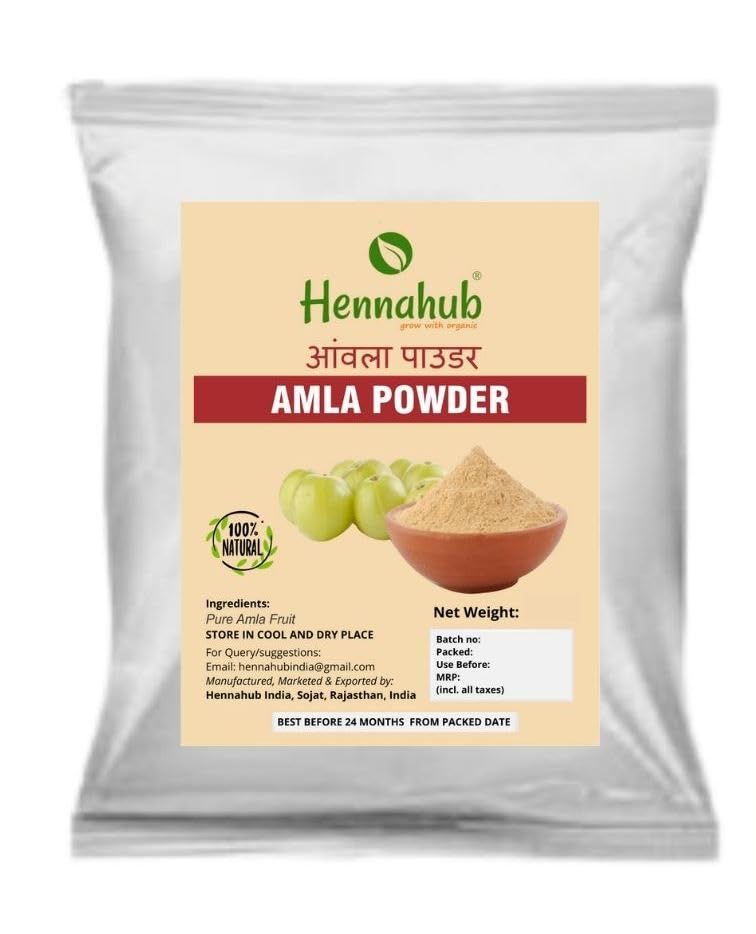 Hennahub 1 Kg Amla Powder for Hair Growth & Skin Care - Natural Ayurvedic Treatment for Thicker, Stronger Hair & Healthy Scalp - Perfect for DIY Hair Masks, Oils & Beauty Recipes