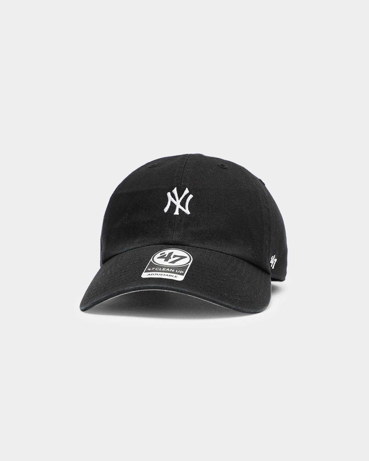 New York Yankees 47 Brand Clean Up Strapback Adjustable Hat - Black | Official MLB Licensed Cap for Baseball Fans, Streetwear & Casual Outfits