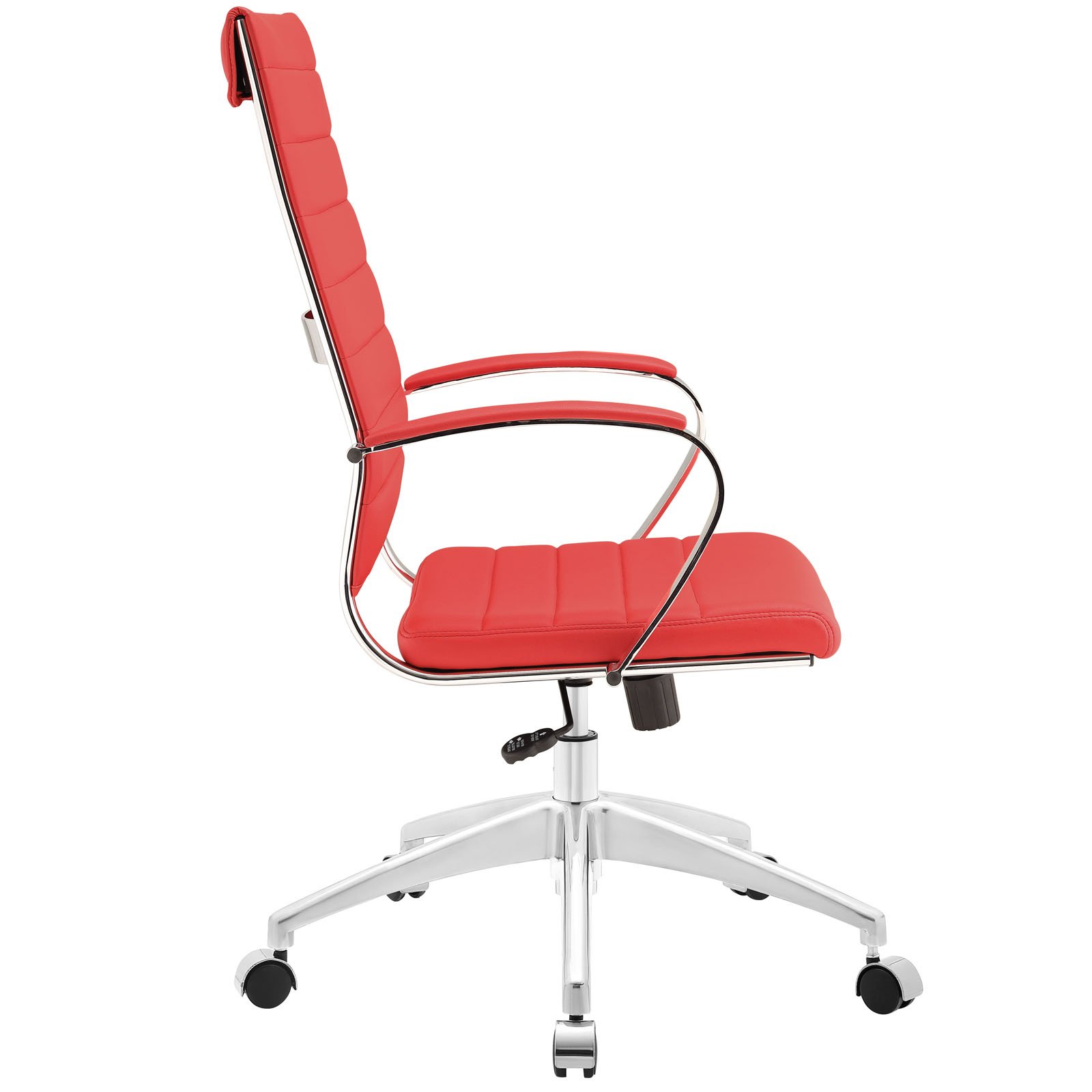 Modway Jive Ribbed High Back Executive Office Chair - Ergonomic Swivel Desk Chair with Adjustable Arms & Lumbar Support, Red - Perfect for Home Office, Gaming & Workspace Comfort