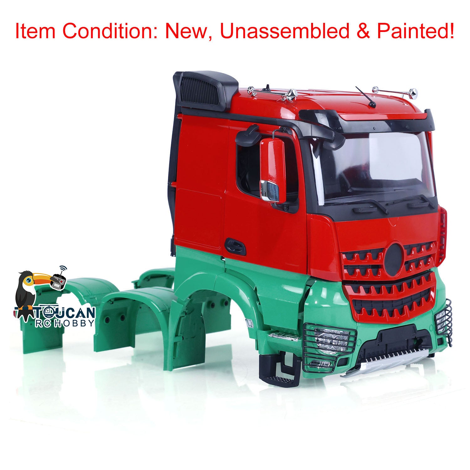 1/14 Scale Painted Plastic Body Shell Cabin Set for 6x6 RC Tractor Truck - DIY Simulation Vehicle Parts for Hobby Model Enthusiasts | Perfect for RC Car Customization, Off-Road Simulation & Collectible Displays