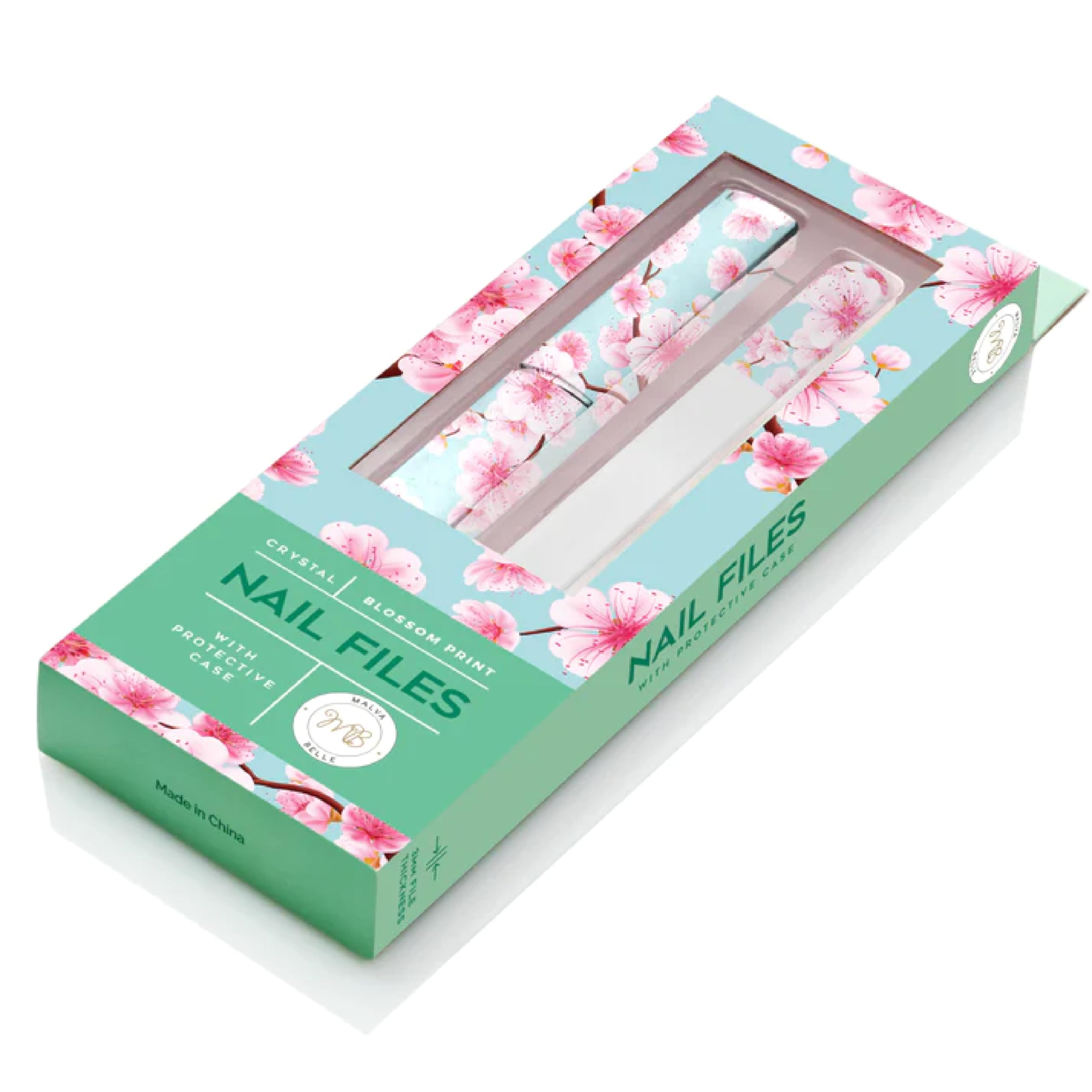 Premium Crystal Glass Nail File Set for Women - 3mm Blossom Design Professional Nail Shaper with Travel Case - Natural & Gel Nails Care - Perfect for Home, Salon Use & Travel Essentials
