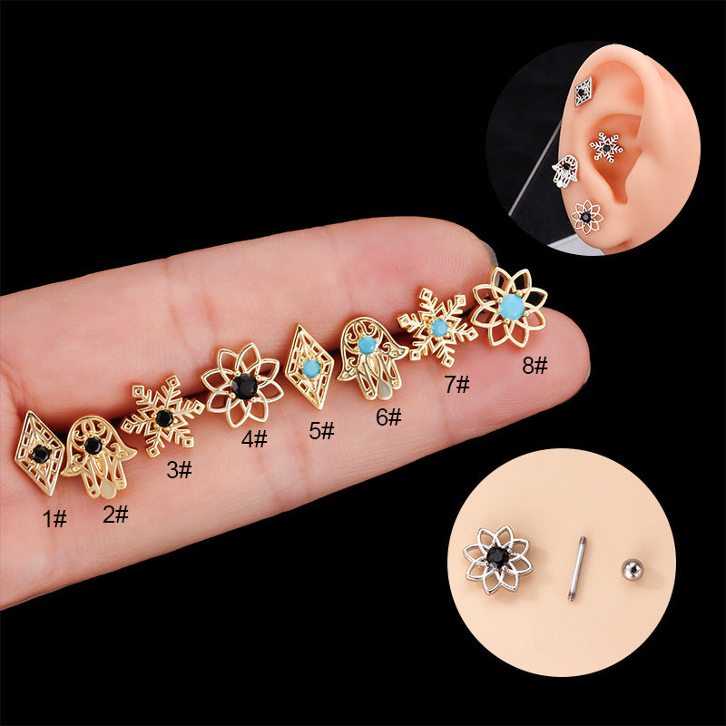 20G Hamsa Hand Tragus Helix Piercing Stud Earrings for Women - Gold & Silver Cartilage Hoop Earrings for Helix, Tragus, Conch - Perfect for Everyday Wear, Parties & Spiritual Protection Jewelry