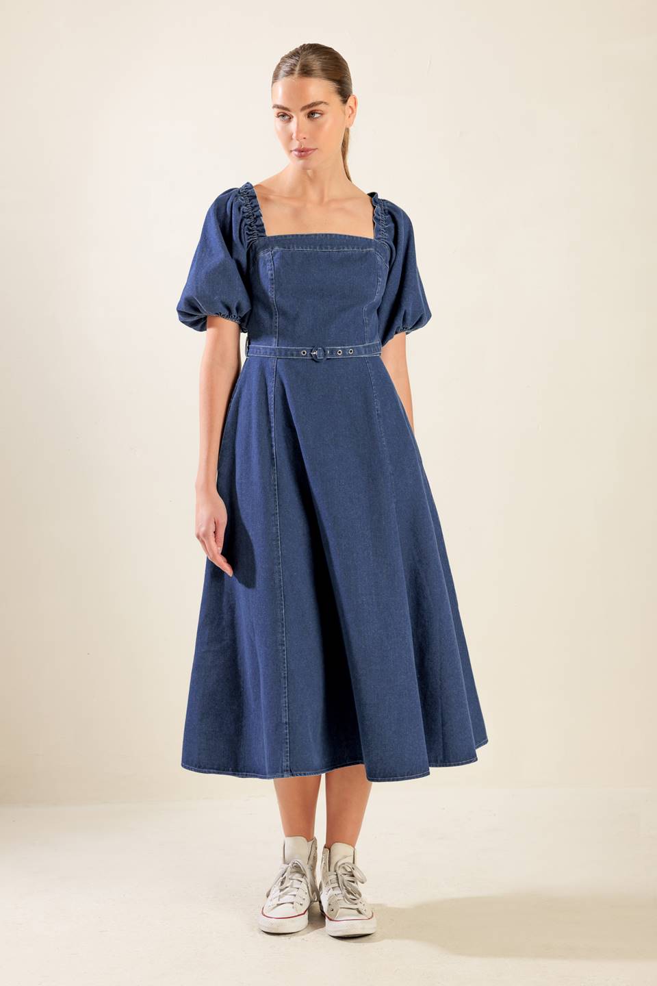 Stylish Denim Midi Dress for Women | Trendy All Spruced Up Design | Perfect for Casual Outings, Date Nights & Office Wear