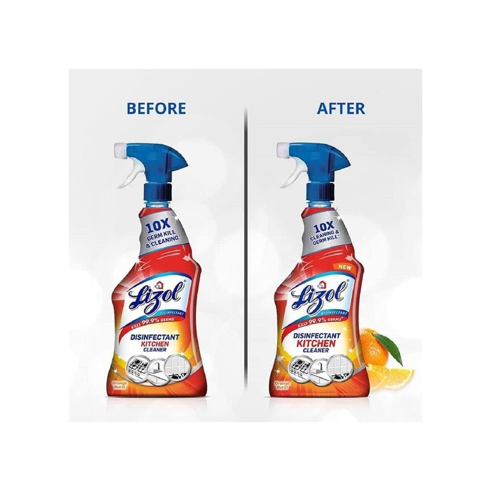 Lizol Disinfectant Surface & Floor Cleaner Liquid, Citrus Scent - 625ml (Pack of 2) | Lizol Kitchen Cleaner Spray - 450ml | Kills 99.9% Germs | Ideal for Home, Kitchen, Bathroom & Office Cleaning