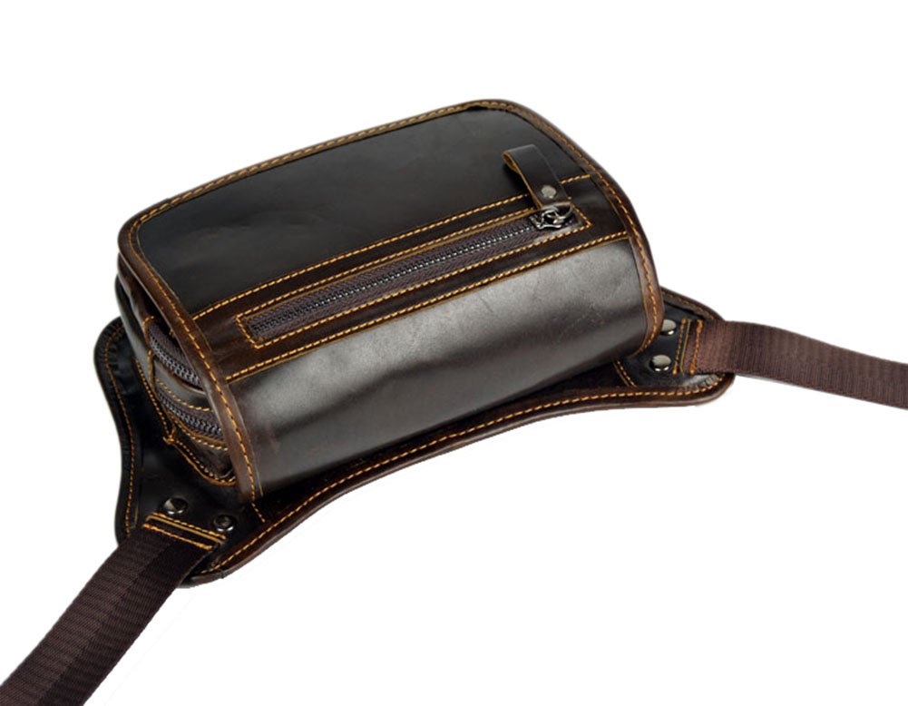 Genuine Leather Travel Fanny Pack Waist Bag - Dark Coffee 030 - Stylish & Durable for Hiking, Running, Festivals & Everyday Use