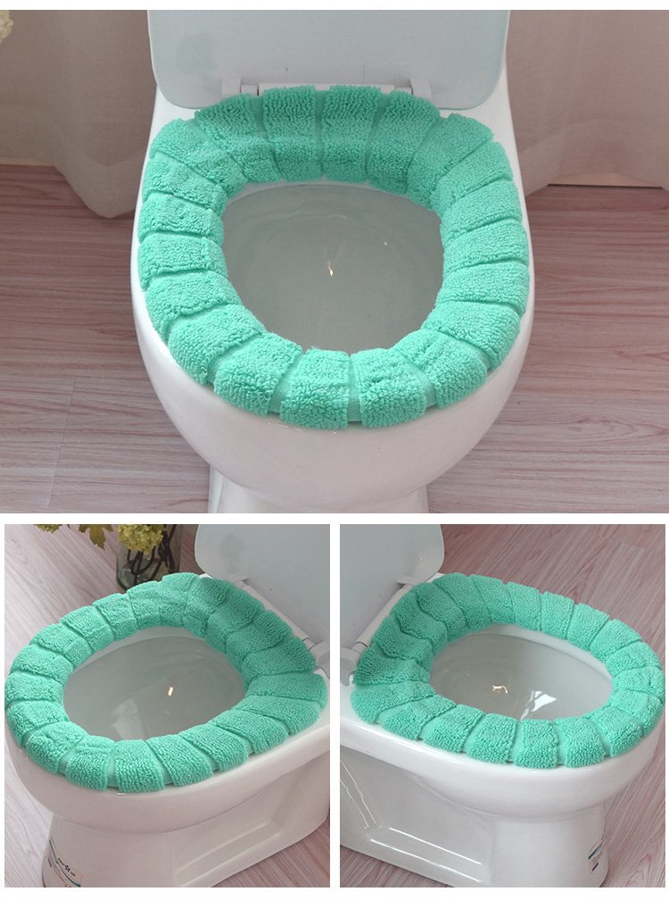 2-Pack Soft & Thicker Warmer Stretchable Washable Toilet Seat Covers - Plush O-Shaped Cushion Pads for Bathroom Comfort - Perfect for Cold Weather & Home Decor