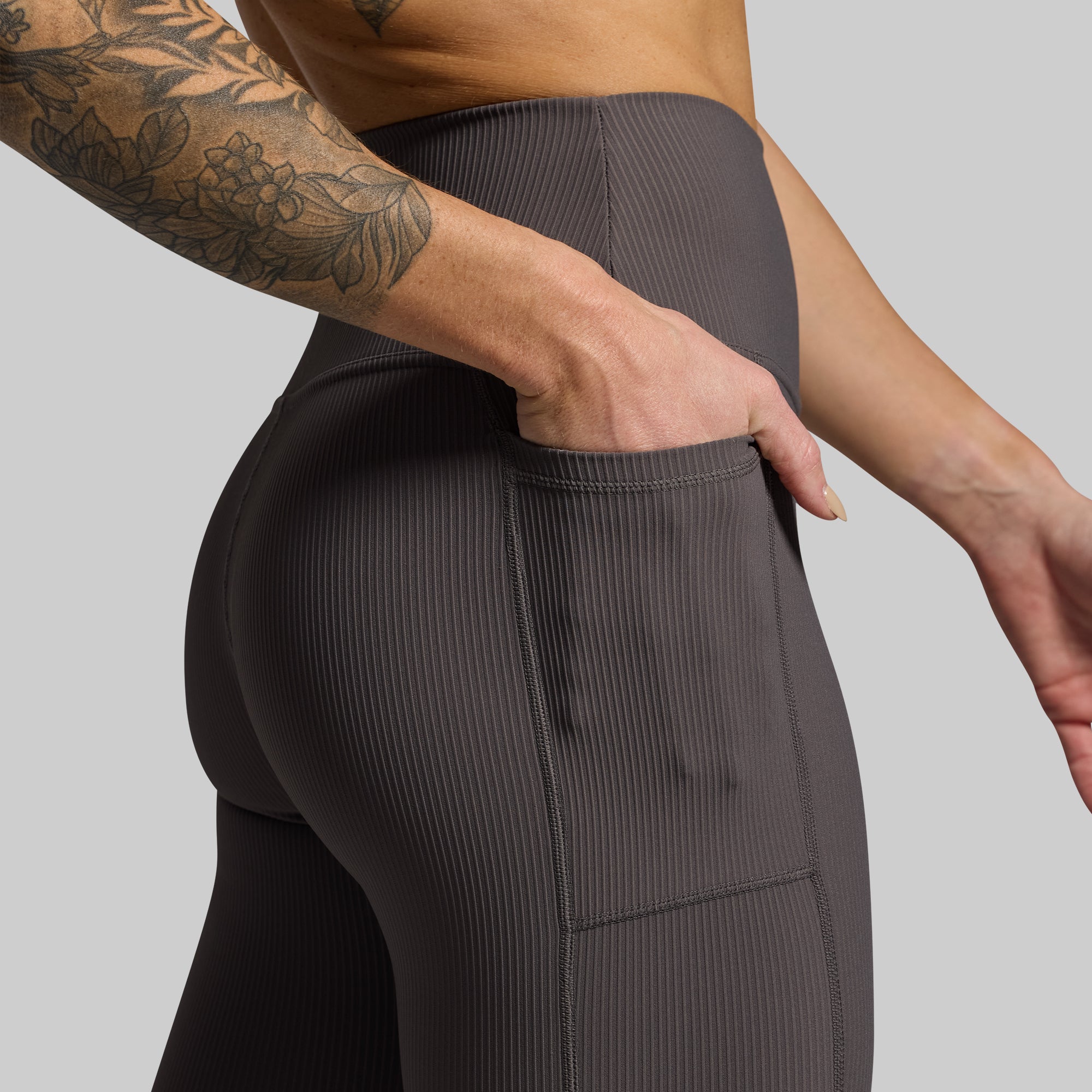 All or Nothing Capri Set (Dark Grey) - Women's Workout Leggings & Sports Bra - Gym, Yoga, Running & Fitness Outfit