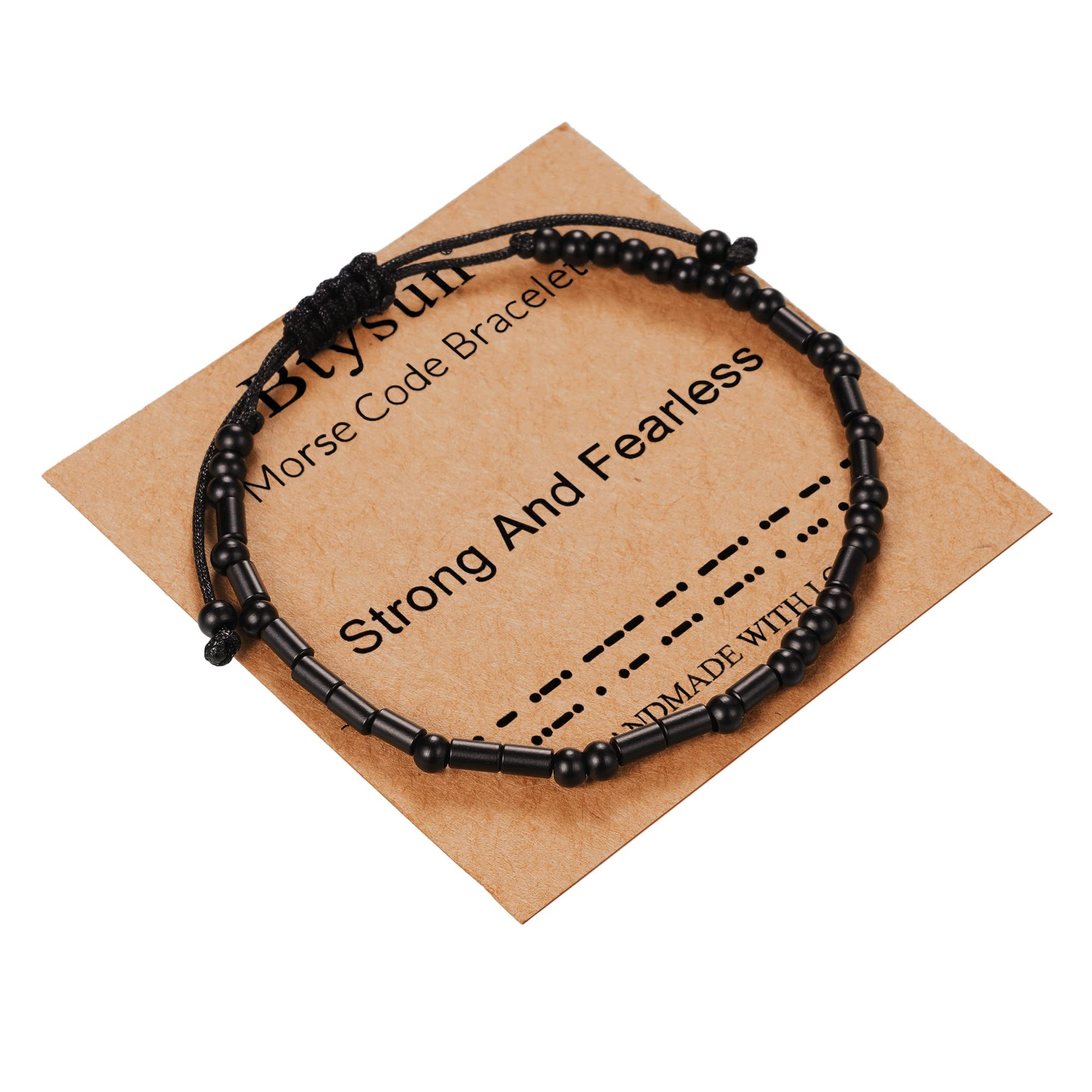 Morse Code Bracelet for Women & Men - Adjustable Black Braided Friendship Bracelet - Inspirational Gift for Her, Best Friend, Sister, Daughter, Mom & Dad - Birthday, Christmas Jewelry - Perfect for Daily Wear, Special Occasions & Meaningful Gifting