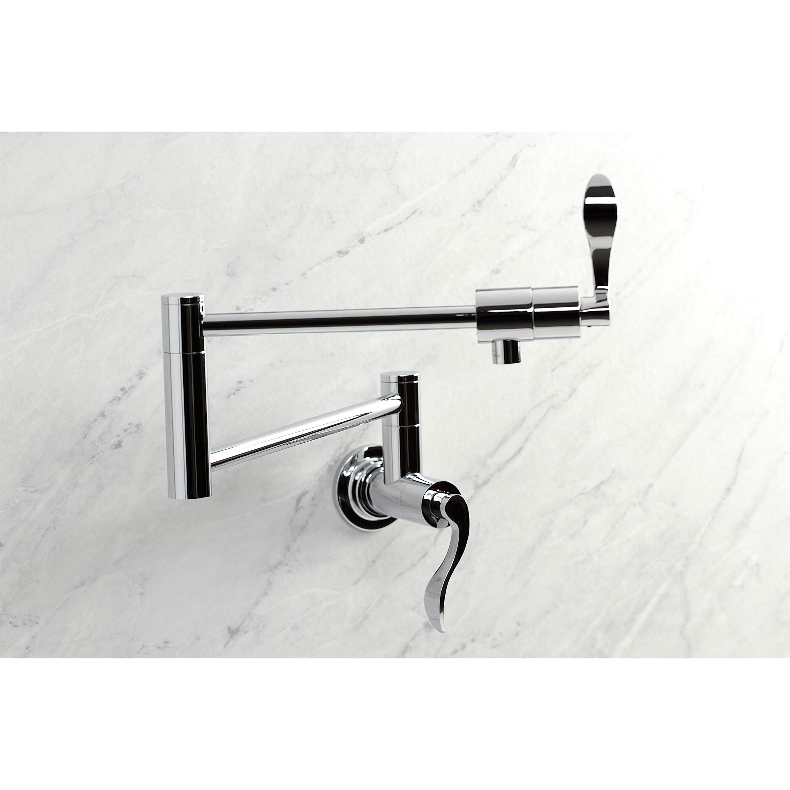 Kingston Brass KS4101DFL NuWave Wall Mount Pot Filler Faucet - Polished Chrome Finish - Ideal for Kitchen Sink, Cooking & Filling Large Pots