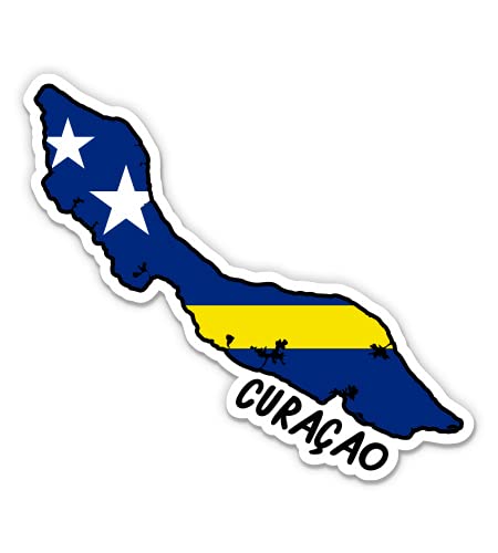 Squiddy Curacao Map with Flag Vinyl Sticker Decal - Waterproof, Durable 3