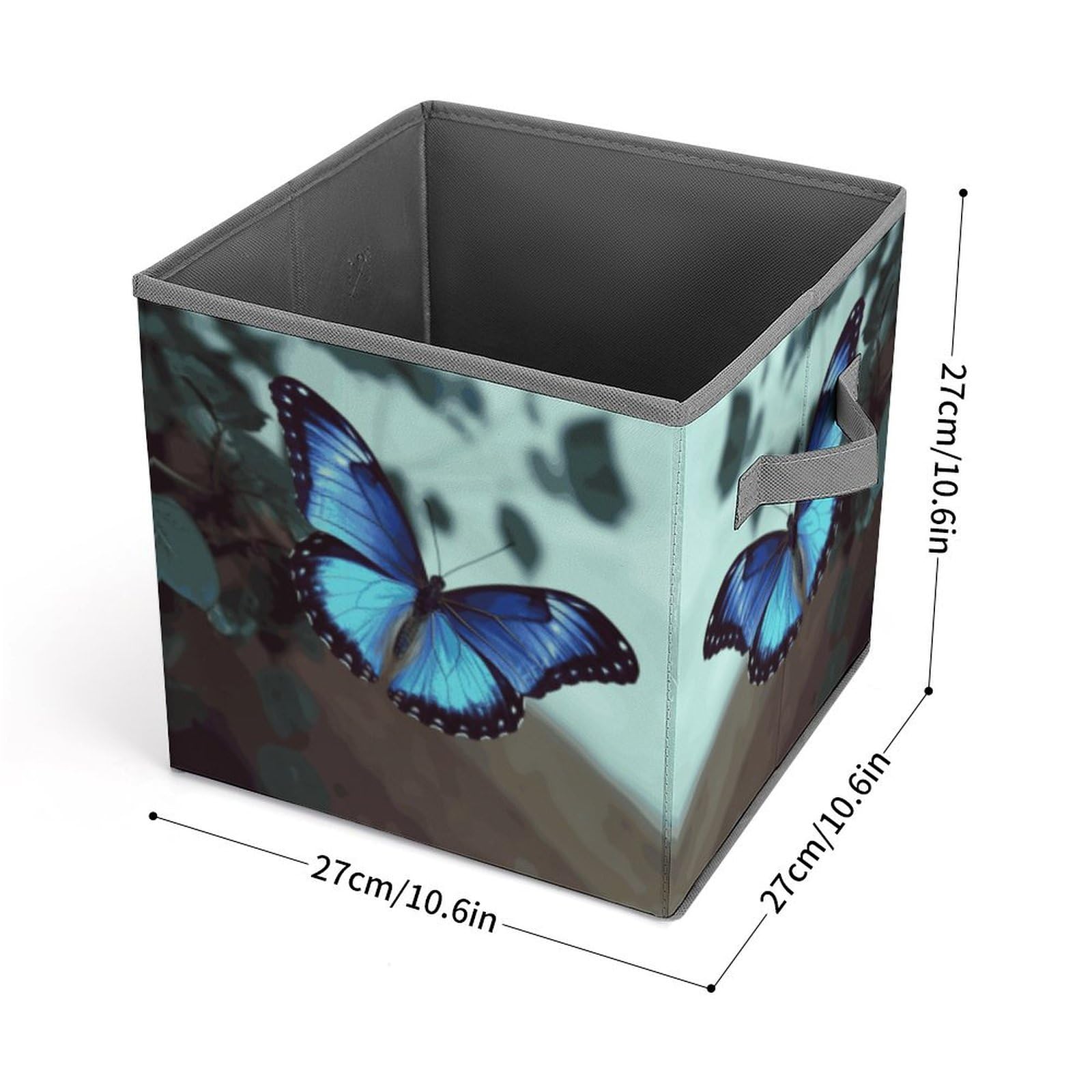 Foldable Blue Butterfly Storage Cubes with Handles - Closet Organizer Bins for Clothes, Shelves & Cabinets | Perfect for Bedroom, Kids Room & Dorm Organization