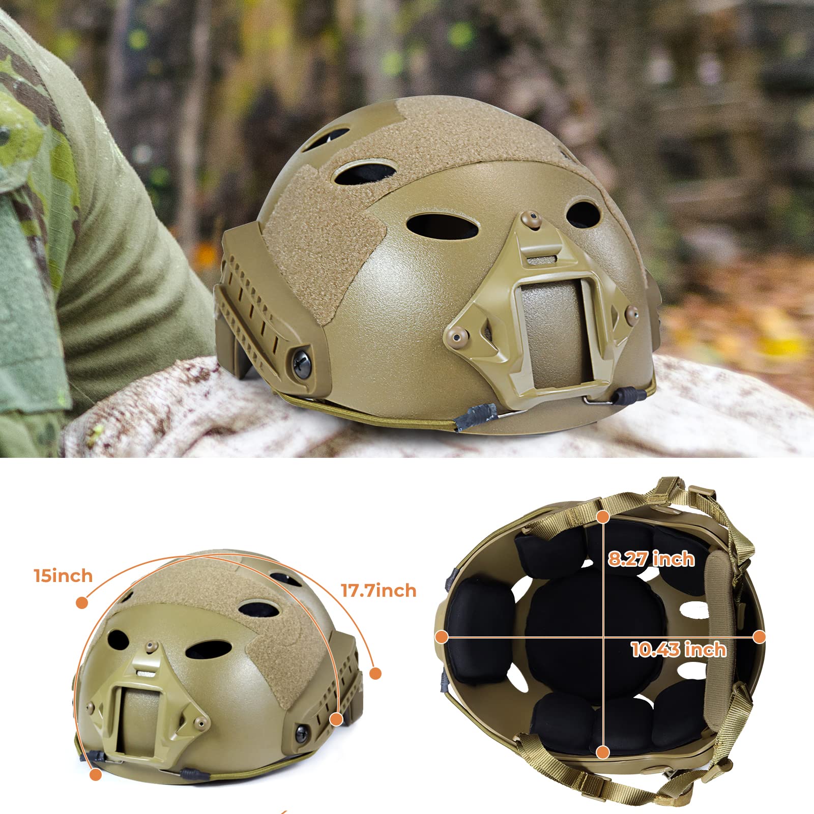 TacSnake Tactical Airsoft Helmet - Military Fast PJ Style Helmet with NVG Mount & Removable Cover for Paintball, Airsoft & Outdoor Activities | Perfect for Combat Training, Airsoft Games & Tactical Missions