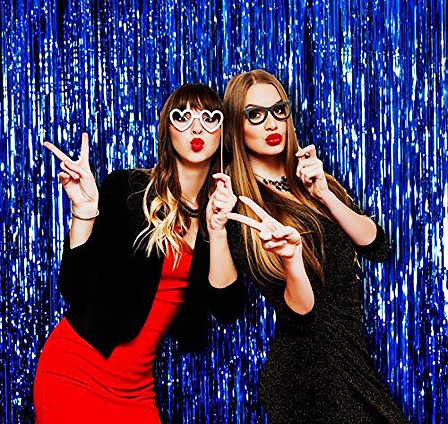 Navy Blue & Gold Graduation Party Decorations 2025 - Metallic Foil Fringe Curtains Backdrop for Graduation, Birthday & Special Events - Blue & Yellow Party Supplies for Wall Decor & Photo Booth Background