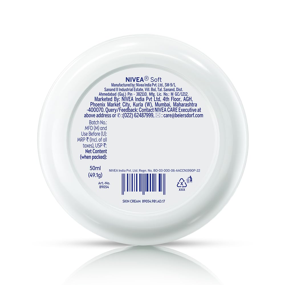 NIVEA Soft Light Moisturizing Cream for Face, Hands & Body - Vitamin E & Jojoba Oil Hydration, Non-Greasy Formula, 50ml - Perfect for Daily Skincare & Dry Skin Relief