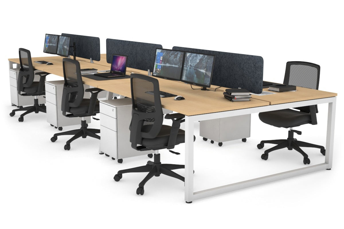 Quadro Loop Legs 6-Person Office Workstation - 1400L x 800W with Cable Management - Perfect for Open Office Layouts & Collaborative Workspaces