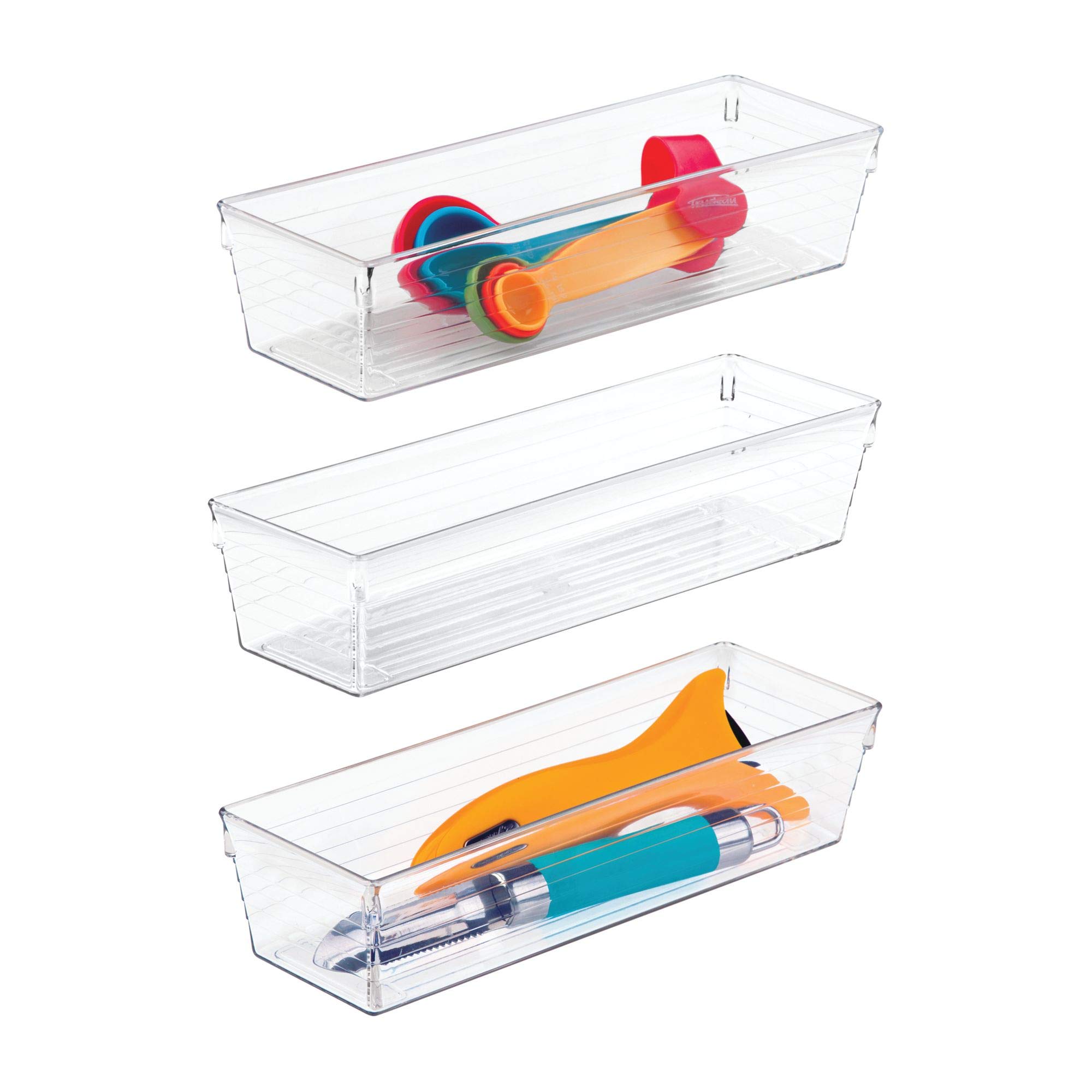 iDesign Sierra Plastic Drawer Organizer Set of 3 - Clear 3