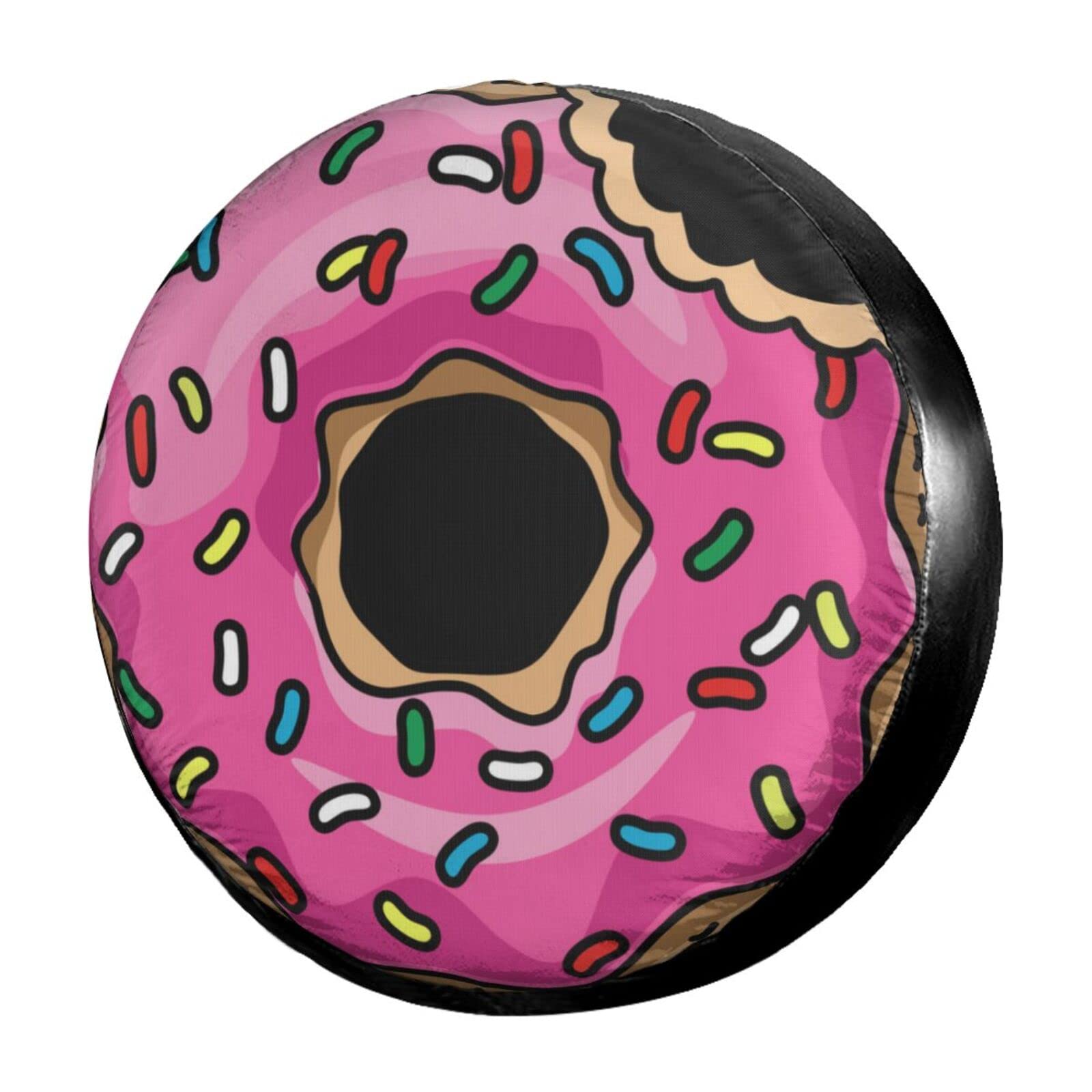 **Pink Cartoon Donut Spare Tire Cover - Waterproof & Dust-Proof Wheel Cover for 17 Inch Tires - Fits SUV, RV, Trailer & More - Perfect for Camping, Road Trips & Outdoor Adventures**