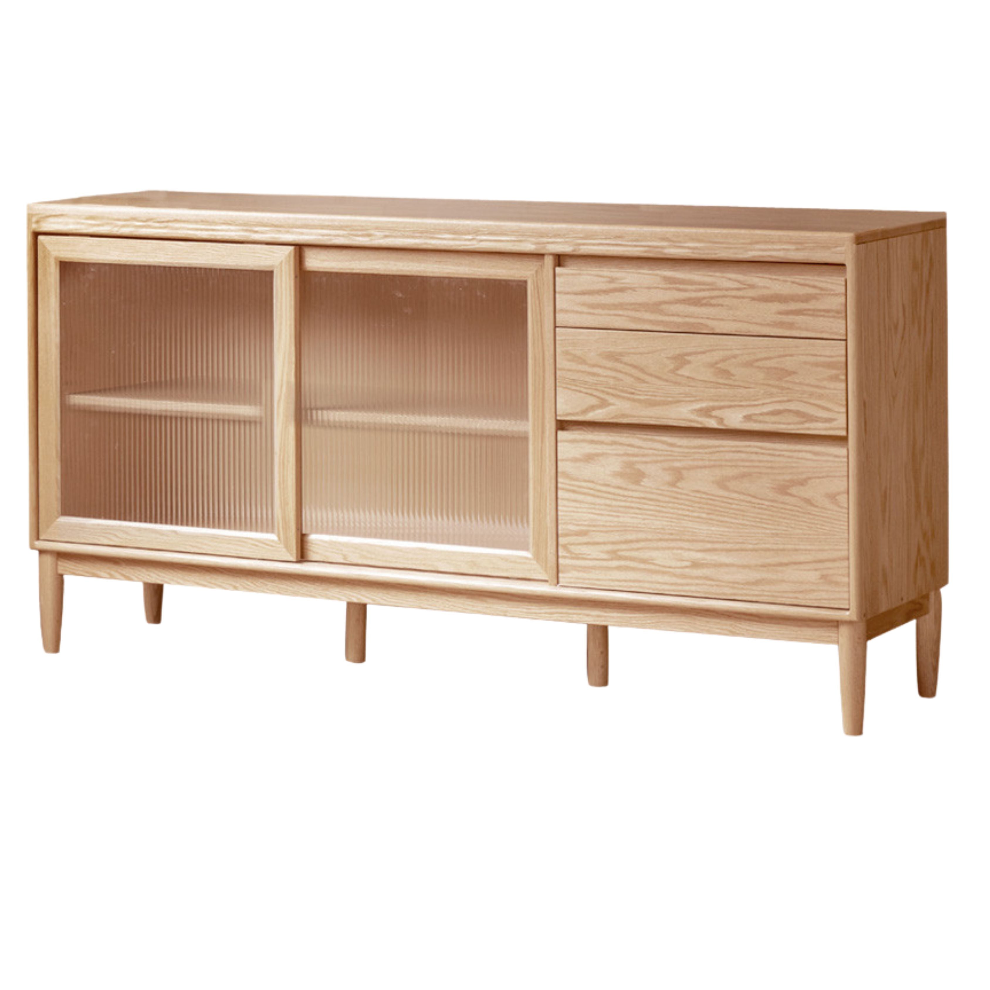 out of stock 70.9x17.3x35.4 inch / 180x44.6x90.8 cm  /  Natural Wood Color /Ash Ivory White solid wood sideboard with waterproof drawer bottom pad