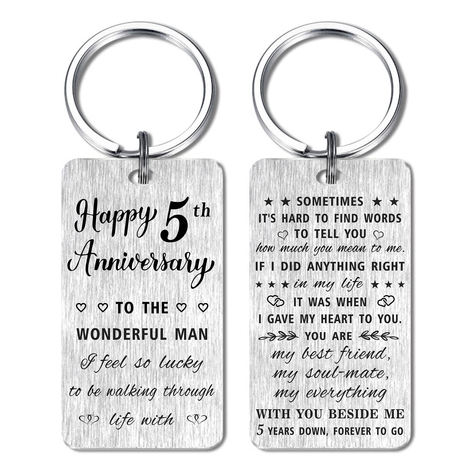 HYHYDHP 5 Year Anniversary Keychain - Engraved Gift for Men, Husband, Boyfriend - Perfect 5th Wedding Anniversary Present for Couples - Ideal for Romantic Gifts, Date Nights & Special Occasions