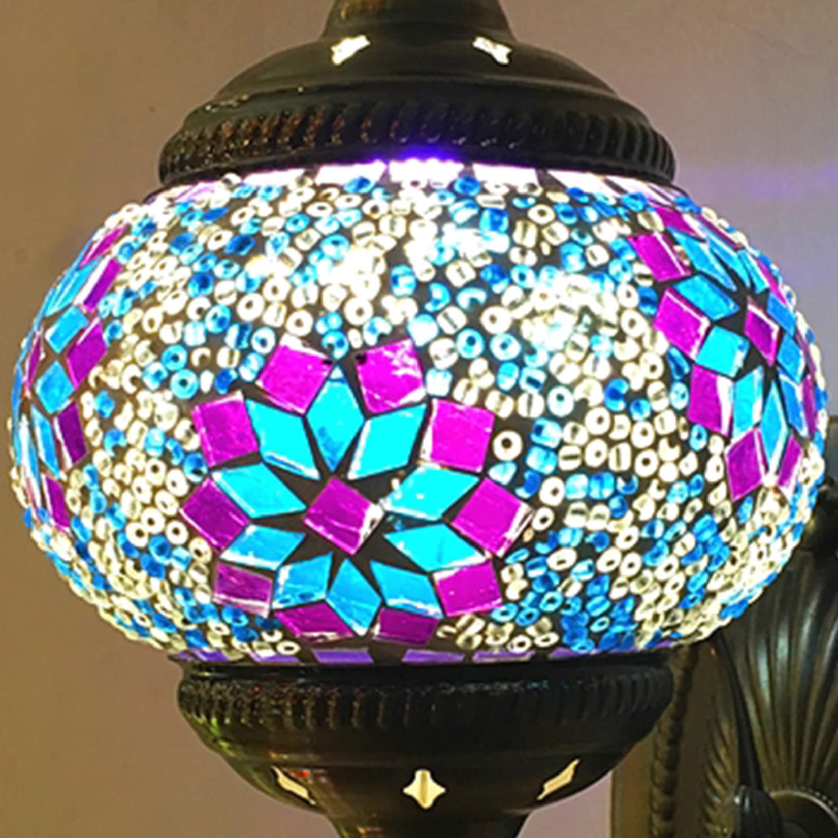 AIBOTY 20 Colors Mosaic Wall Sconce - Turkish Moroccan Tiffany Style Stained Glass Lamp for Living Room, Bedroom & Christmas Decoration