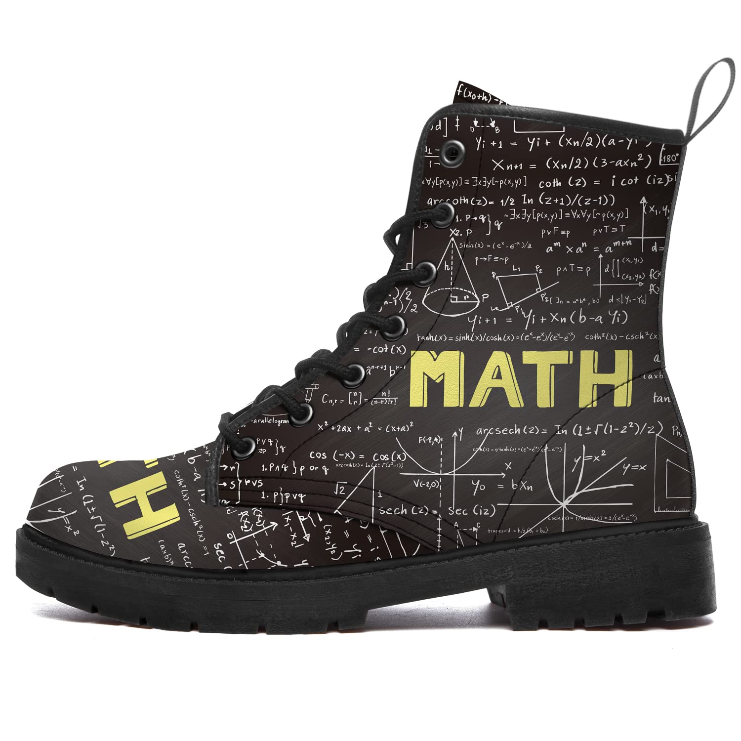 Math Boots Women's & Men's Combat Boots - Classic Vegan Leather Waterproof Ankle Boots | Lace-Up Short Boots for Women & Men | Perfect for Outdoor Adventures, Work & Casual Wear