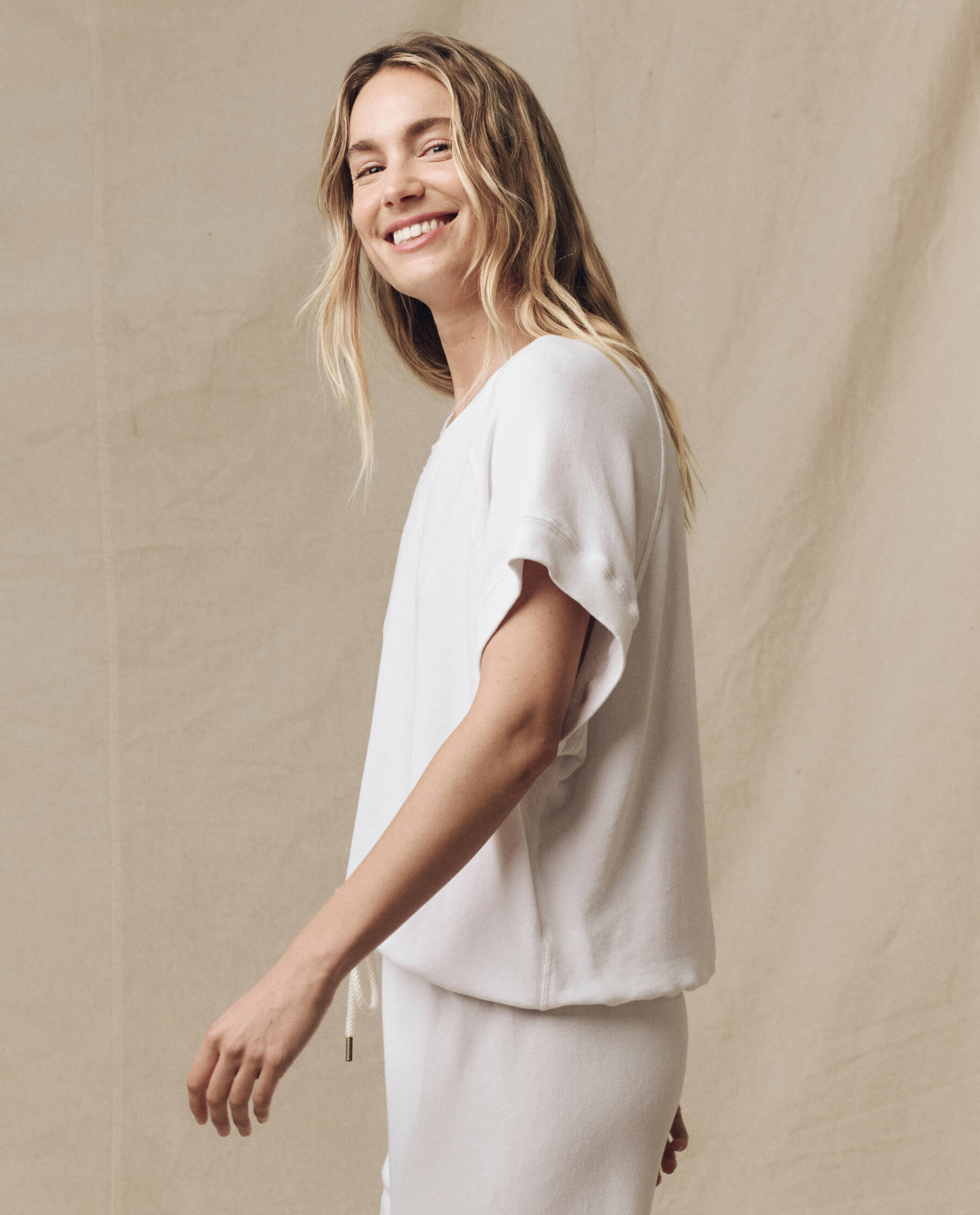 The Wedge Sweatshirt for Women - Soft Cotton Crewneck Pullover in True White | Casual Everyday Wear, Lounge & Street Style Outfits