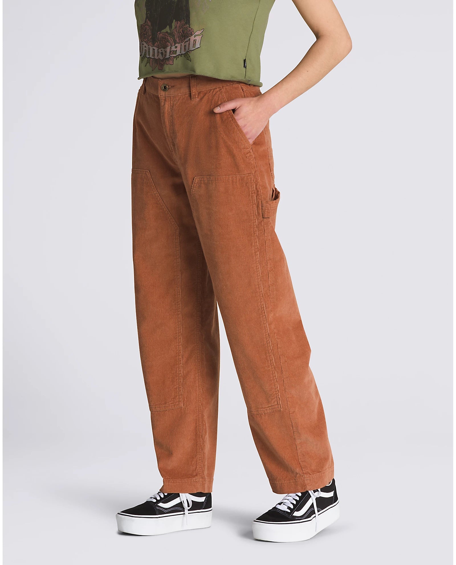 VANS Women's High Road Ground Work Corduroy Pants - Mocha Bisque | Casual Streetwear & Skateboarding Outfit for Everyday Comfort