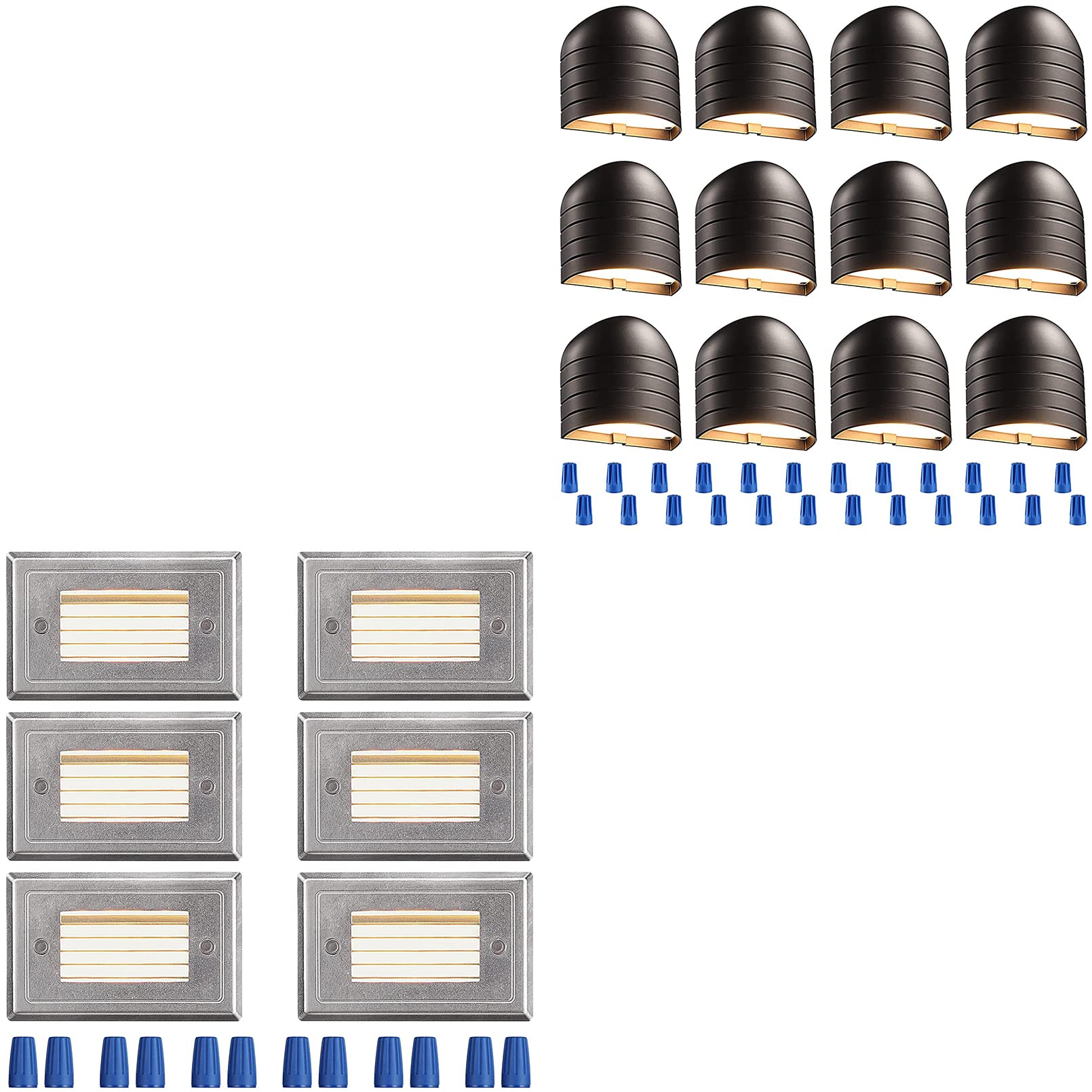 LEONLITE 12V Low Voltage LED Outdoor Step Lights - 6 Pack, 3W Surface Mount Deck Lights with Horizontal Louver Faceplate, CRI90 Landscape Lighting for Poolside, Fence, Garden & Staircase (12-Pack Bundle) - Perfect for Outdoor Safety & Ambiance Lighting