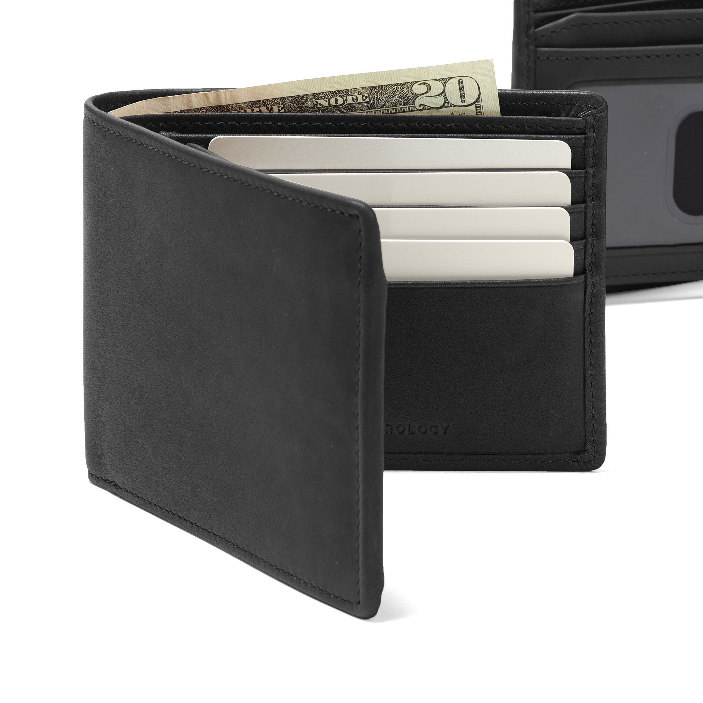 Premium Bifold Leather Wallet with Flap - Black Oil Finish - Slim RFID Blocking Wallet for Men - Perfect for Everyday Carry, Travel & Business
