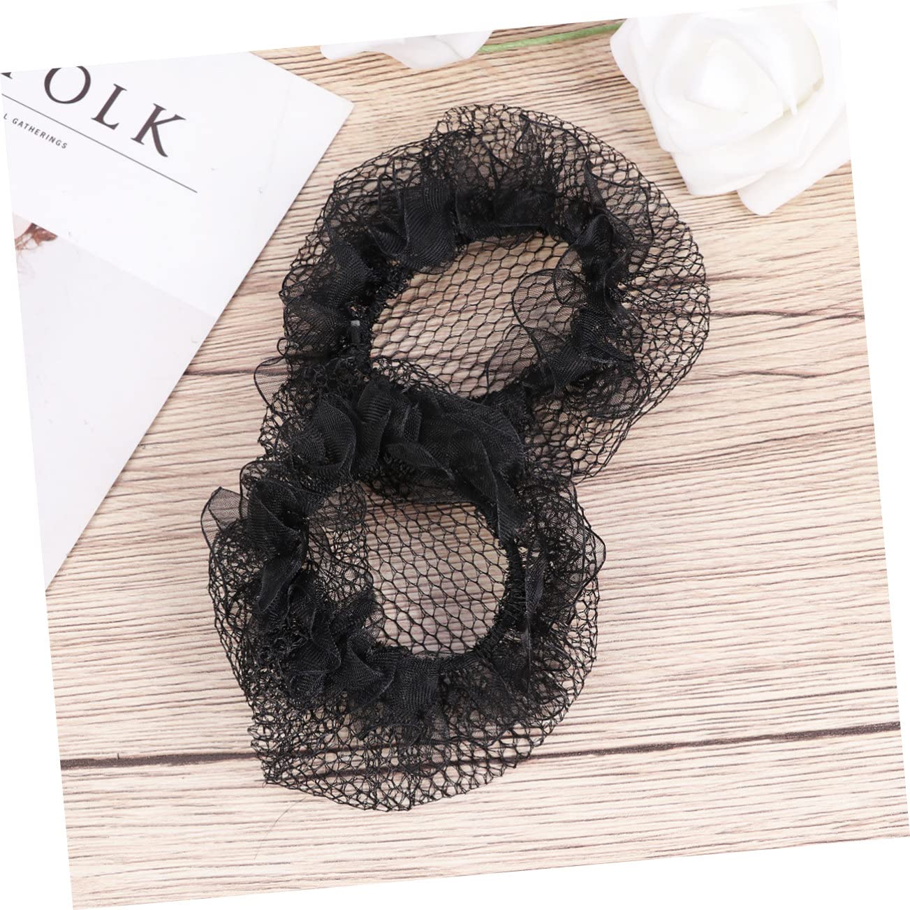 Minkissy 10pcs Black Elastic Hair Snoods - Breathable Hair Nets for Women, Perfect for Dance, Ballet, Bun Hairstyles & Salon Use