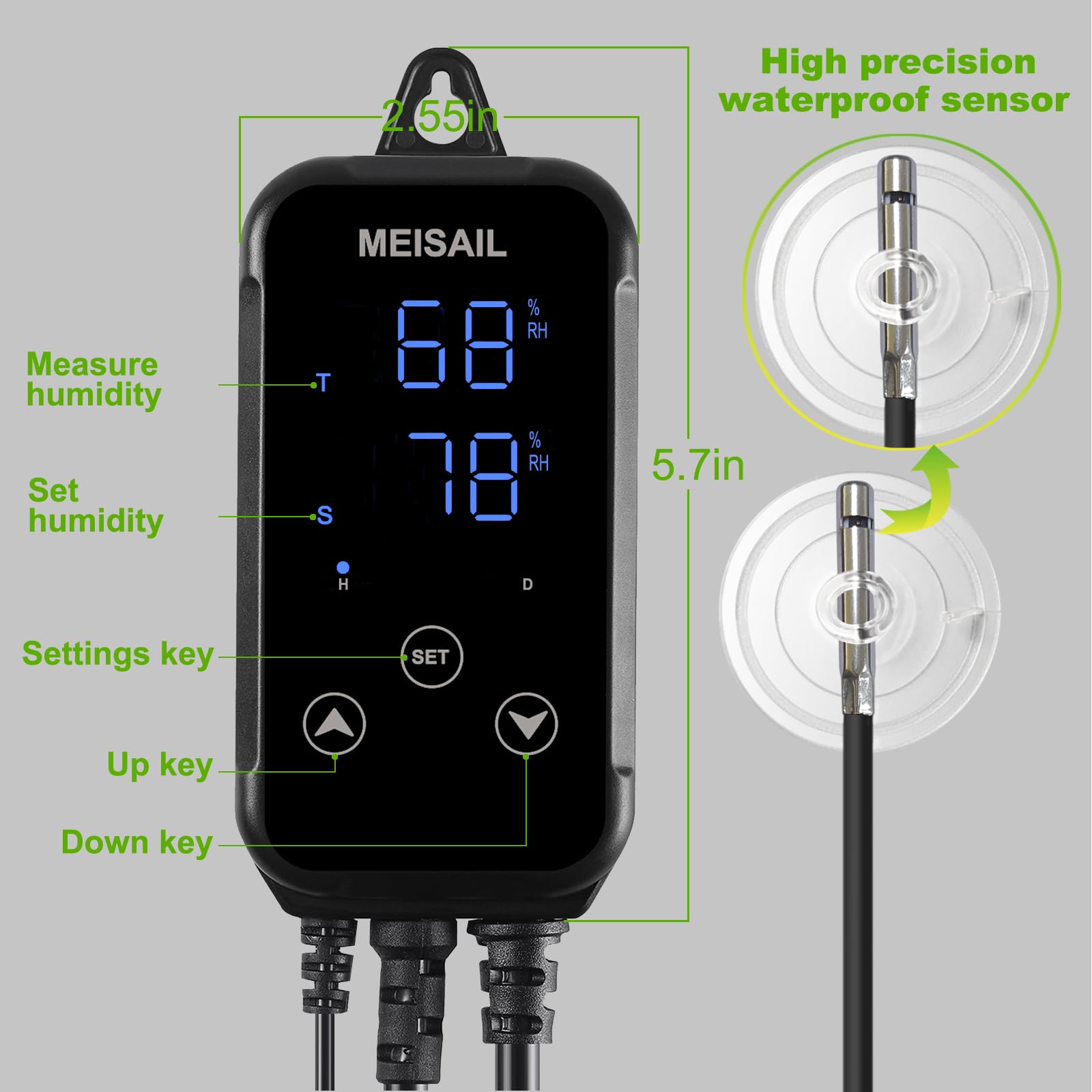 Humidity Controller for Greenhouse & Mushroom Growing - Digital Humidistat with Hygrometer for Precise Humidity Control | Ideal for Shiitake Mushrooms, Indoor Gardens & Hydroponics