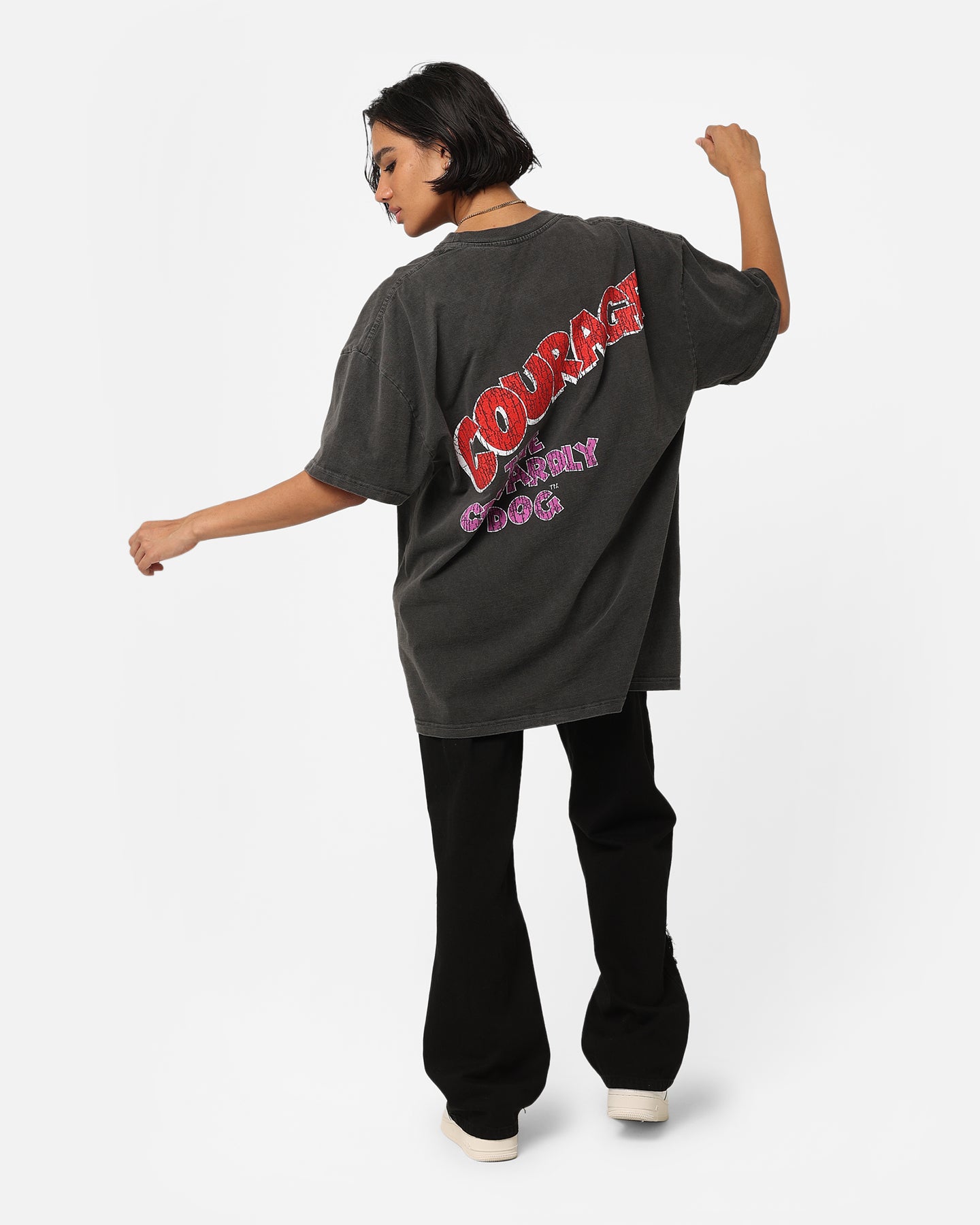 Cartoon Network Courage The Cowardly Dog Heavyweight T-Shirt - Black Wash | Vintage American Thrift Style | Perfect for Casual Wear, Cosplay & Fan Gifts