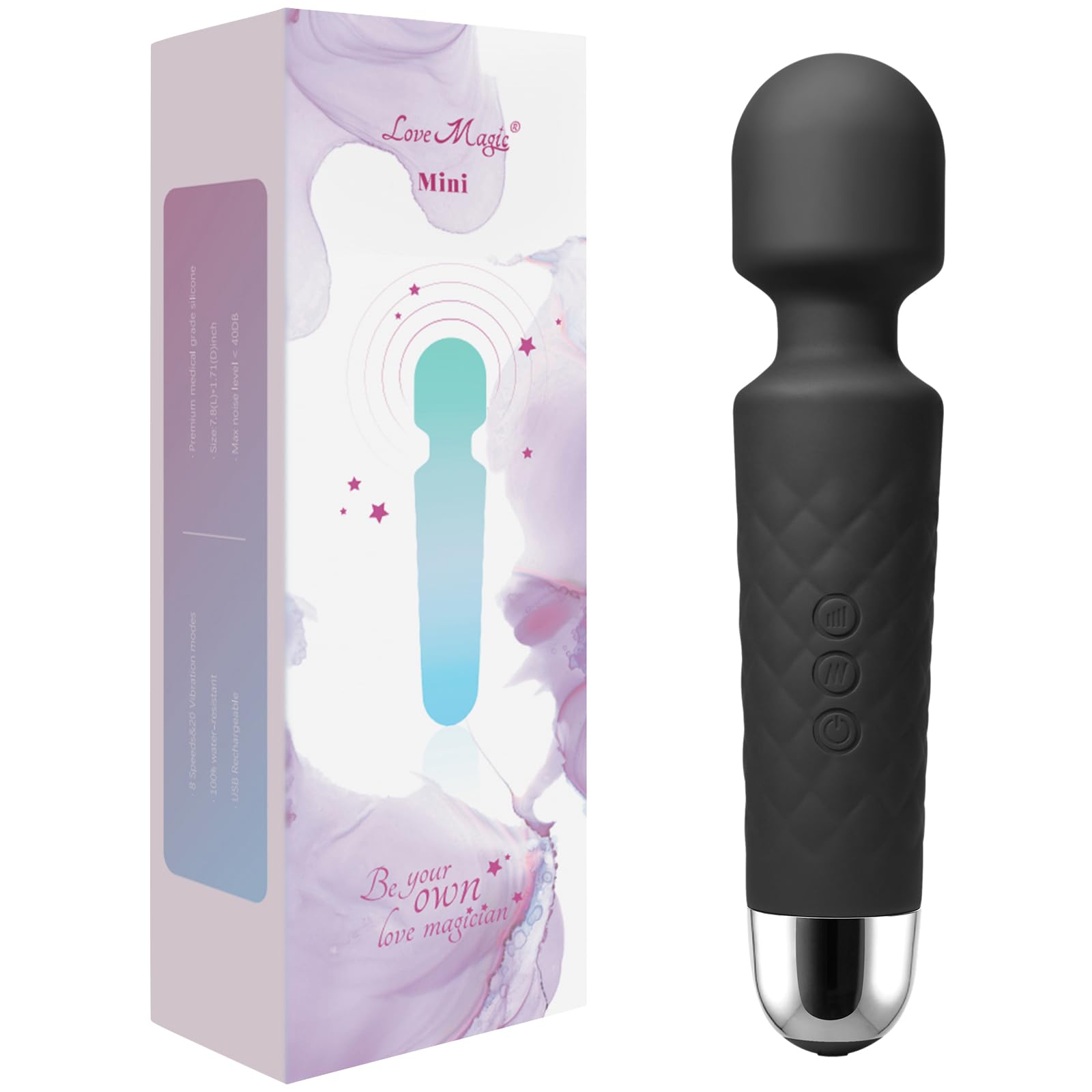 Powerful Wand Vibrator for Women - Waterproof & Quiet Clitoral Stimulator Sex Toy, Black Discreet Adult Toy for Couples, Her Pleasure - Perfect for Bedroom, Bath, Dorm & Travel Use