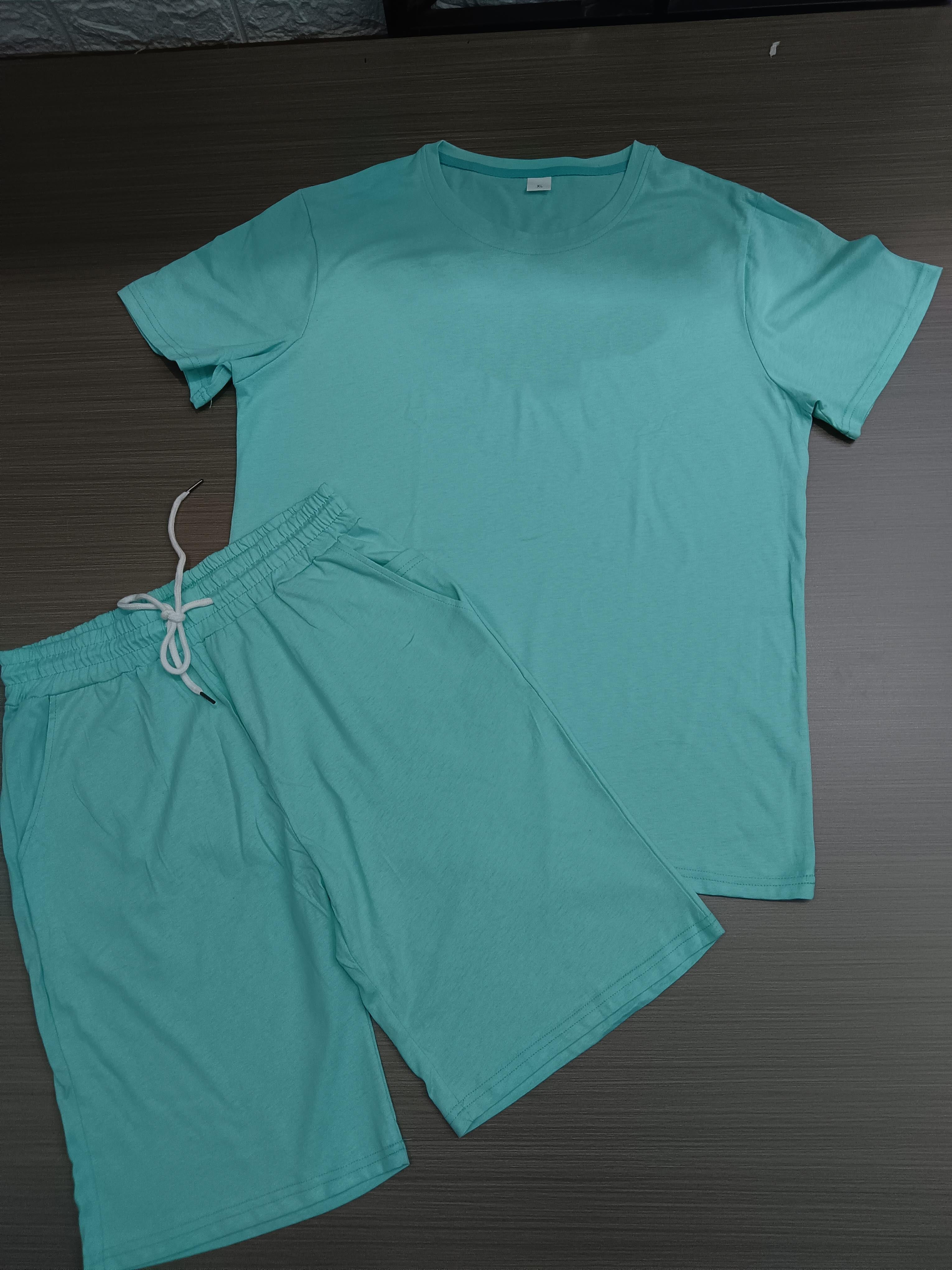 Men's Casual Short Sleeve T-Shirt & Athletic Shorts Set - Comfortable Cotton Summer Outfit (XN4177) | Perfect for Gym, Running, Beach & Lounge Wear