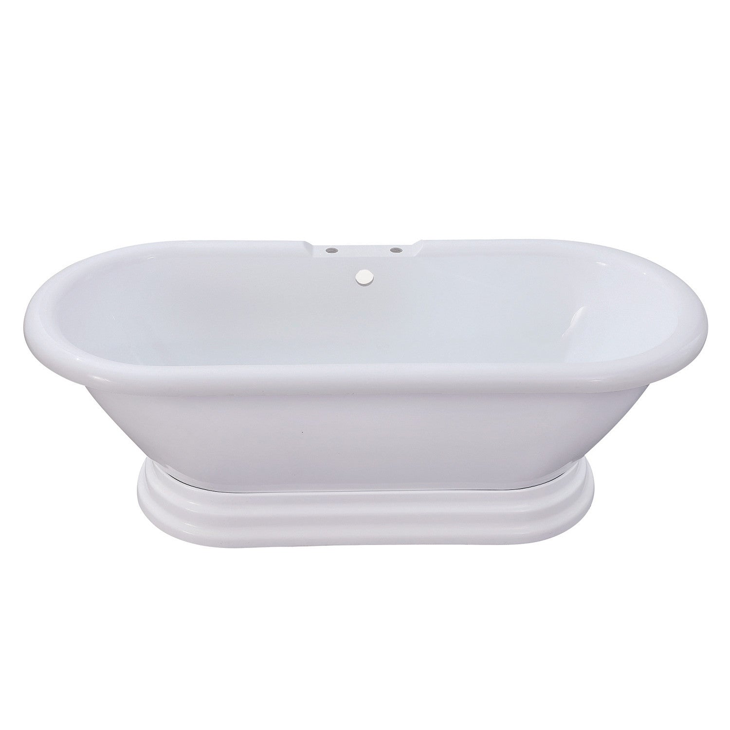Aqua Eden 67-Inch Glossy White Acrylic Oval Double-Ended Pedestal Bathtub with 7-Inch Faucet Drillings - Perfect for Luxury Bathrooms & Spa Retreats