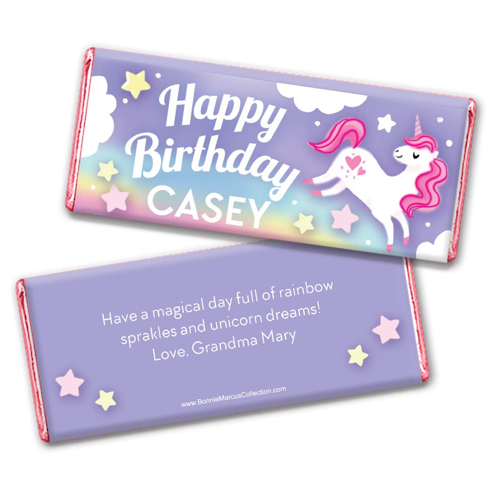 Custom Unicorn Themed Chocolate Bars for Kids Birthday Party - 36 Pack | Bulk Party Favors & Gift Ideas for Unicorn Themed Celebrations