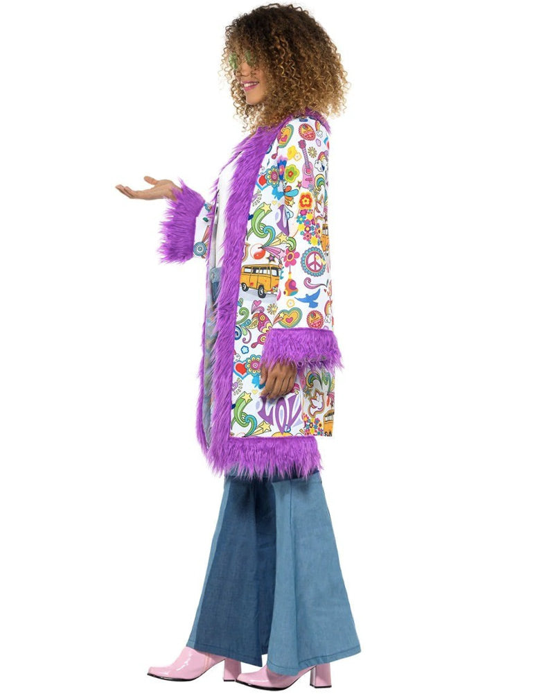 60s Groovy Hippie Women's Coat - Vintage Boho Jacket for Women - Perfect for Music Festivals & Retro Fashion