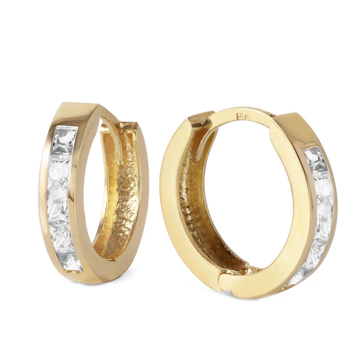 1.1 Carat 14K Solid Yellow Gold Cubic Zirconia Hoop Earrings for Women | Elegant CZ Stud Earrings | Perfect for Weddings, Parties & Everyday Wear