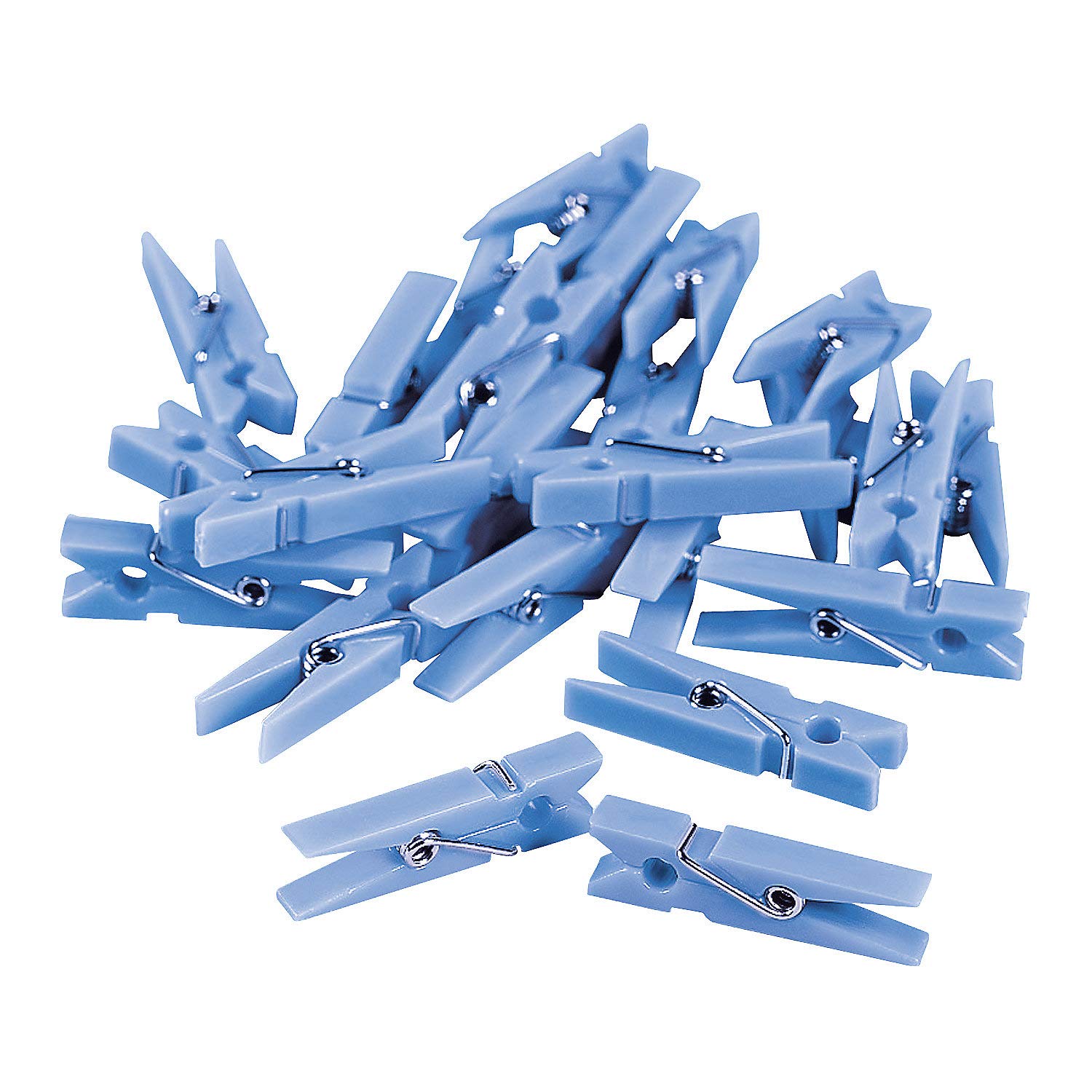 Fun Express Blue Mini Clothes Pins - Bulk Set of 48 Pcs for Gender Reveal Party, Baby Shower Decorations & DIY Craft Projects - Perfect for Hanging Photos, Decorations and Party Favors