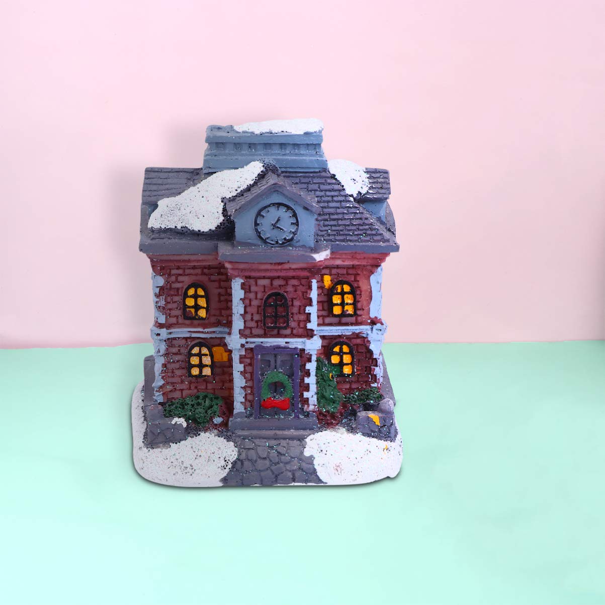 VORCOOL Resin Christmas Village Houses with Warm White LED Lights - Battery Operated Holiday Decor for Tabletop, Mantel & Winter Wonderland Displays